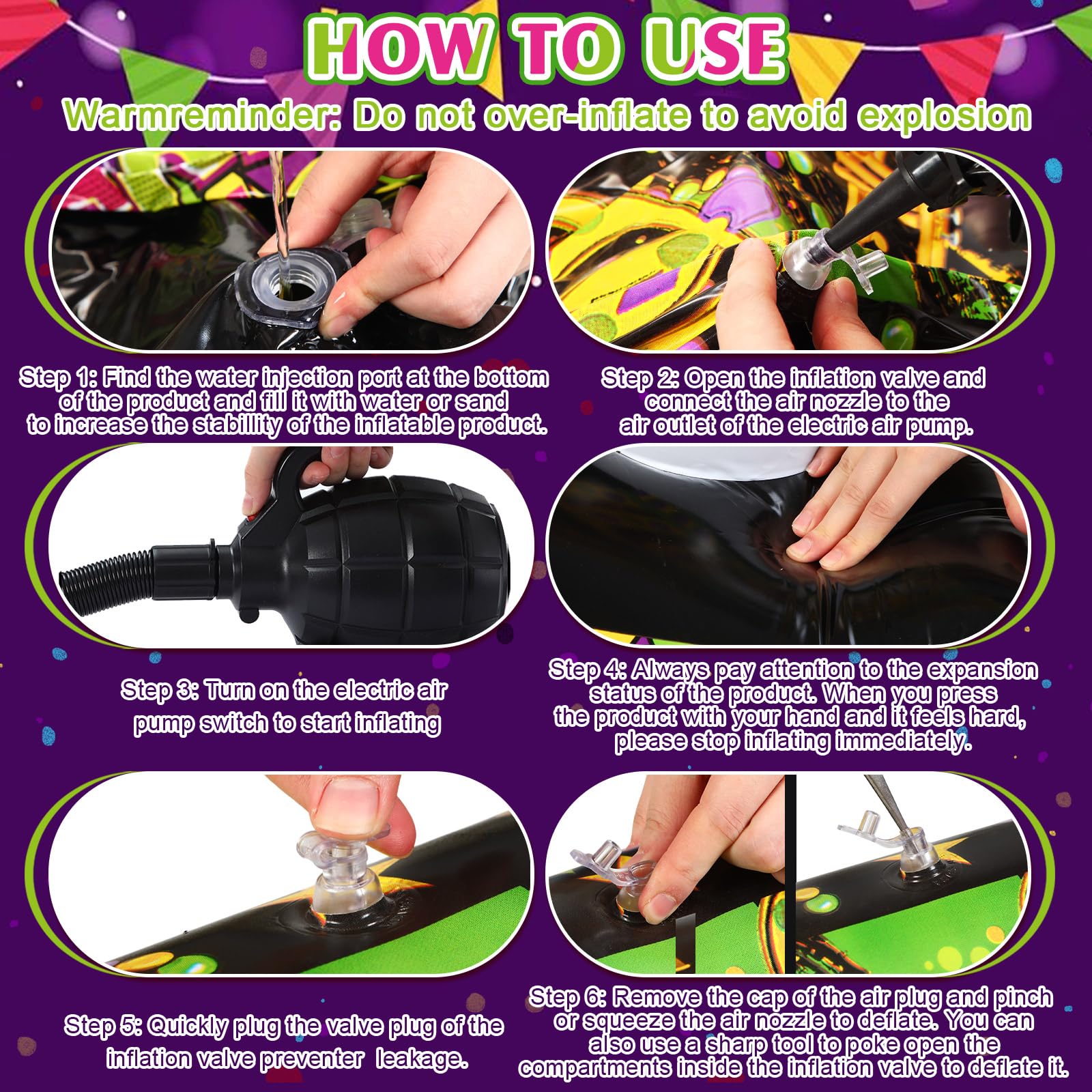 Foto 4 pulgar | Juego De Limbo Inflable Gejoy Mardi Gras Carnival Party X2 - Venta Internacional.