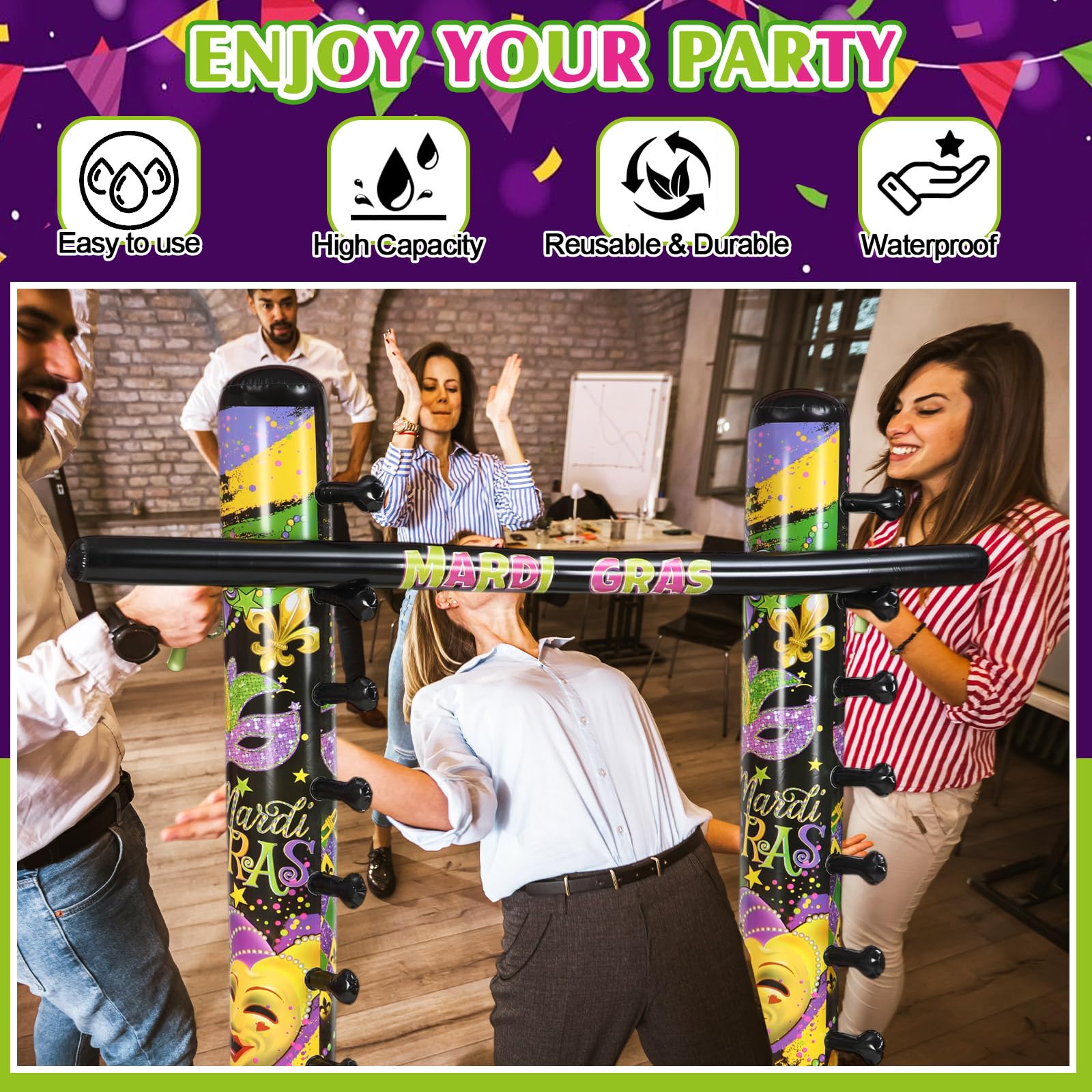 Foto 5 pulgar | Juego De Limbo Inflable Gejoy Mardi Gras Carnival Party X2 - Venta Internacional.