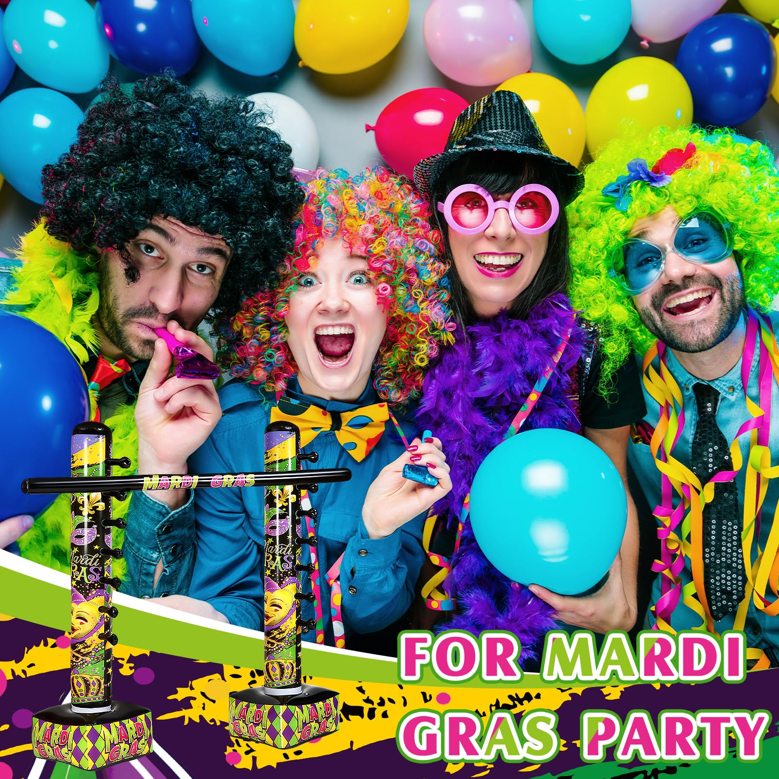 Foto 6 pulgar | Juego De Limbo Inflable Gejoy Mardi Gras Carnival Party X2 - Venta Internacional.