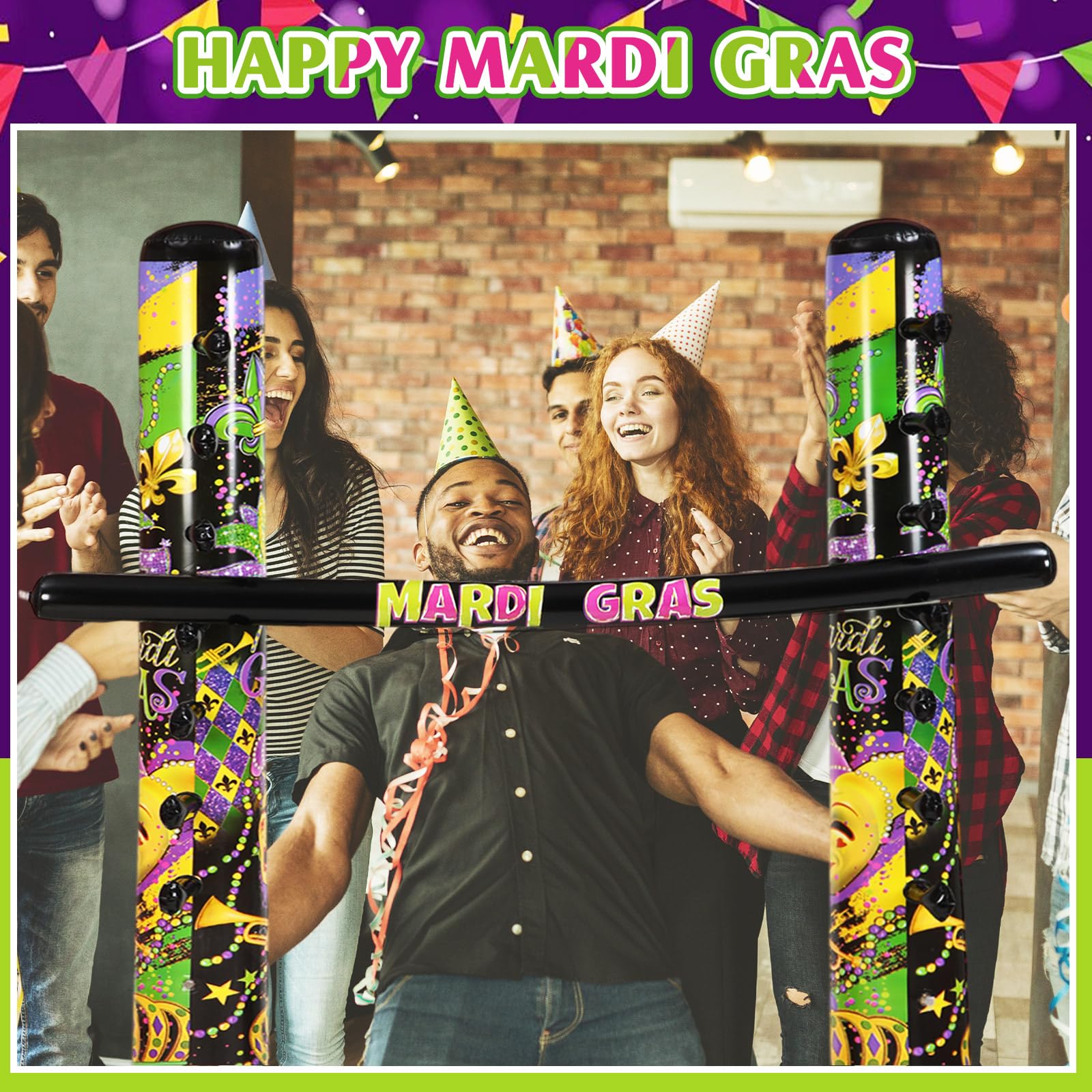 Foto 8 pulgar | Juego De Limbo Inflable Gejoy Mardi Gras Carnival Party X2 - Venta Internacional.