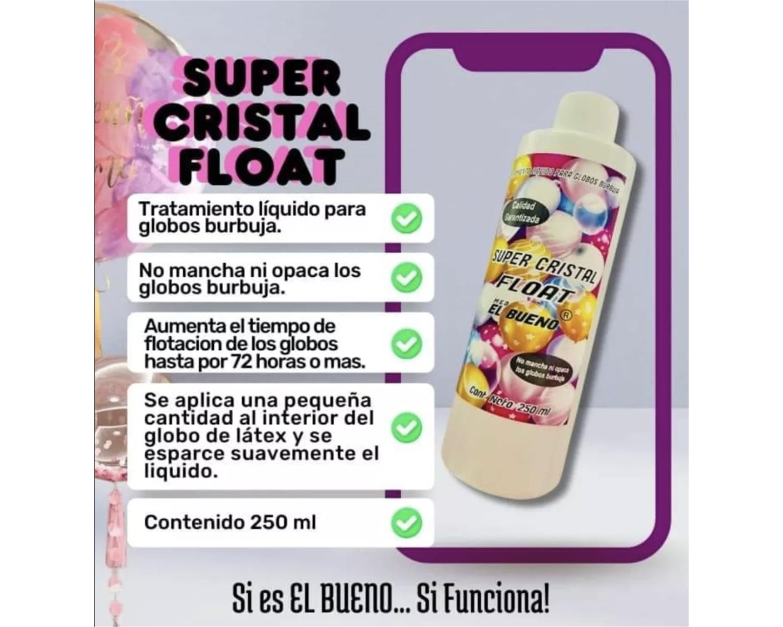 Foto 3 pulgar | Super Cristal Float Para Globos Con Helio 250ml No Mancha