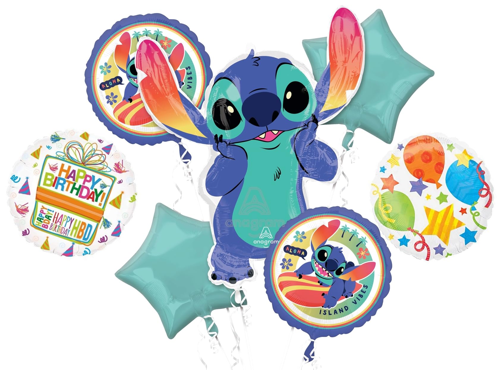 Foto 1 | Set De Globos Para Fiesta De Cumpleaños Con Punto De Anagrama, 7 Piezas, Bq_4159 - Venta Internacional.