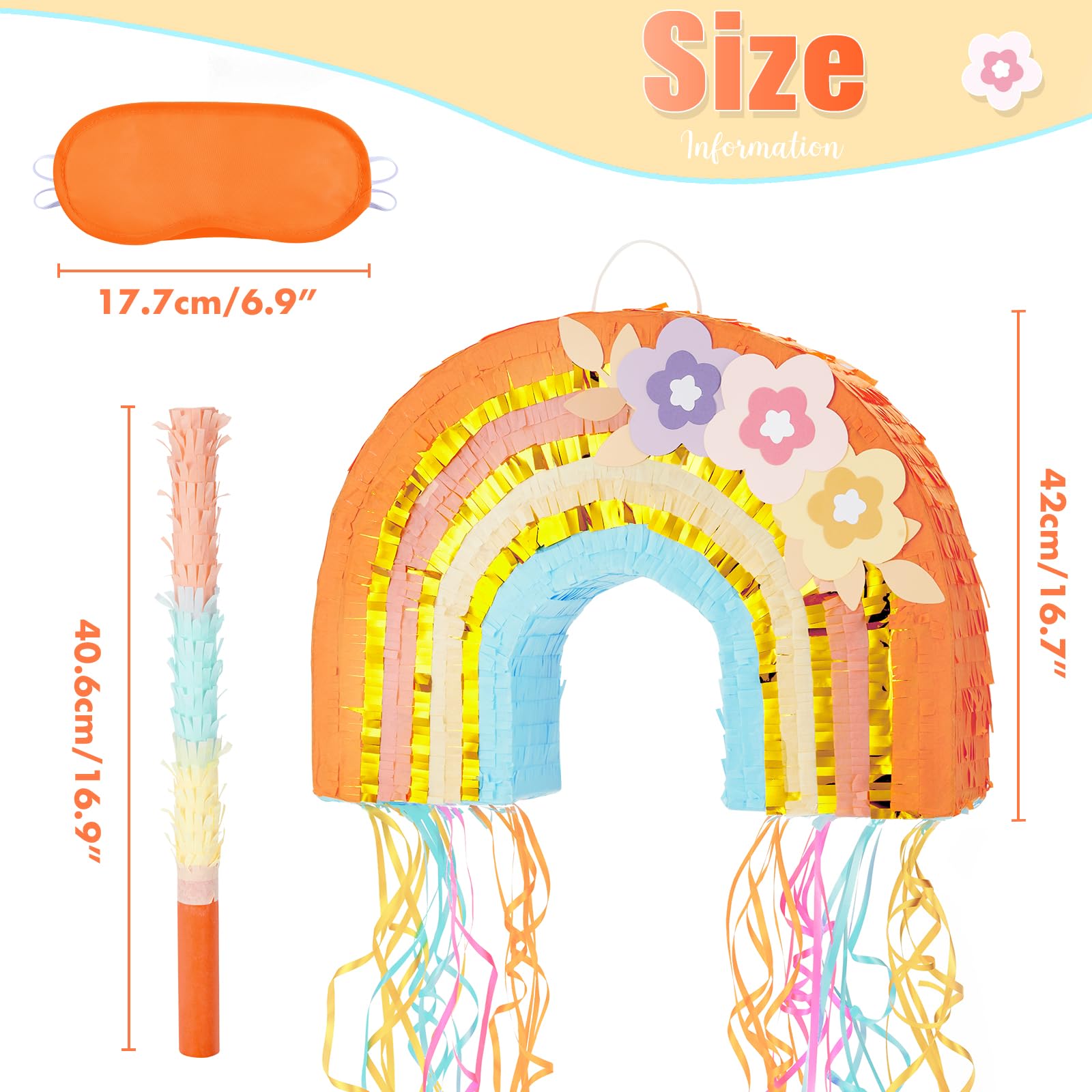 Foto 4 pulgar | Cordón Con Forma De Arcoíris Para Piñata Wernnsai, Con Venda En Los Ojos Y Bate - Venta Internacional.