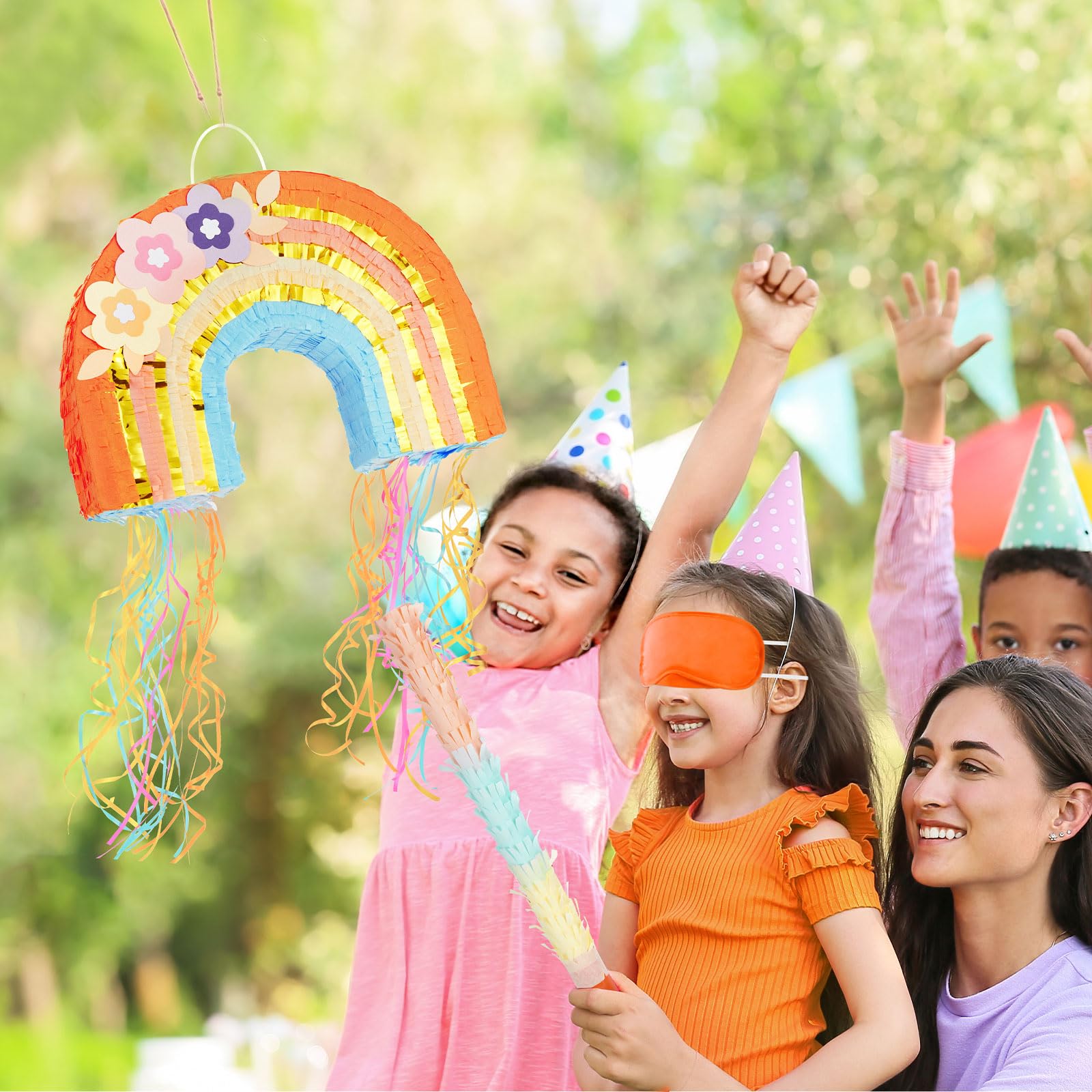 Foto 5 pulgar | Cordón Con Forma De Arcoíris Para Piñata Wernnsai, Con Venda En Los Ojos Y Bate - Venta Internacional.