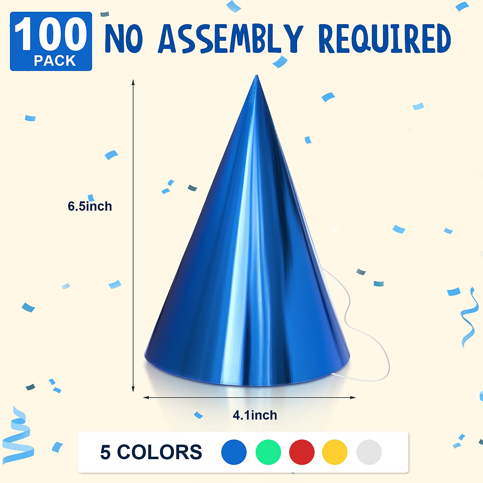 Foto 3 pulgar | Sombreros De Fiesta Sumind 100 Coloridos Con Forma De Cono De Lámina Metálica Para Adultos - Venta Internacional.