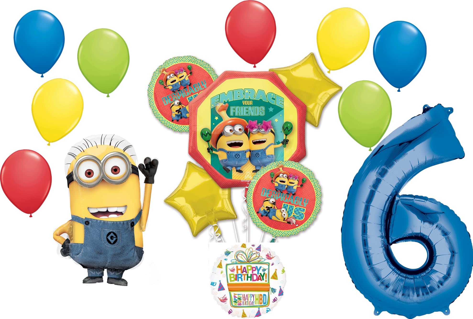 Foto 1 | Ramillete De Globos, Anagrama De Despicable Me Minions, Sexto Cumpleaños - Venta Internacional.