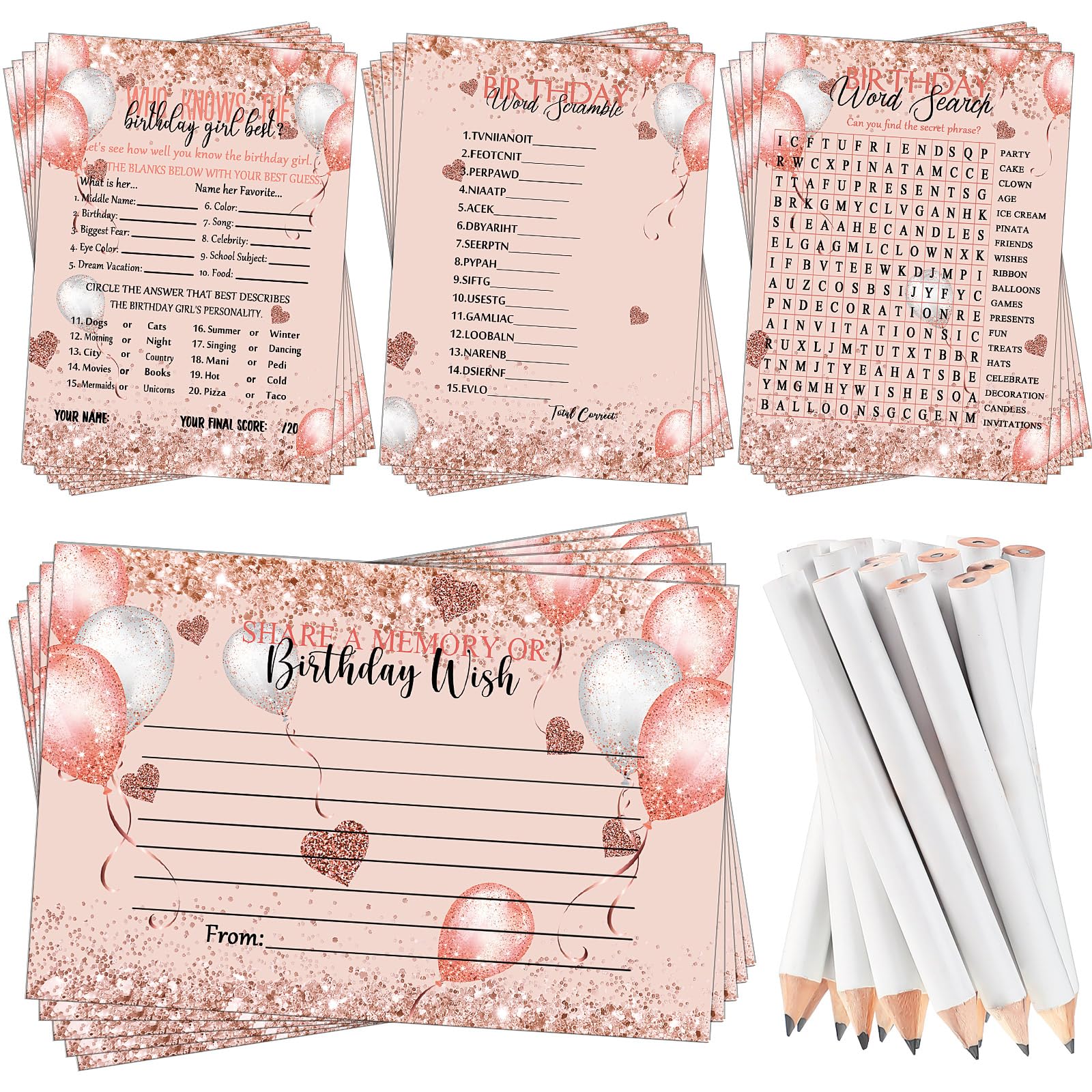 Foto 2 pulgar | 100 Tarjetas De Cumpleaños De Party Games Fumete Con 20 Lápices Para Niñas - Venta Internacional.