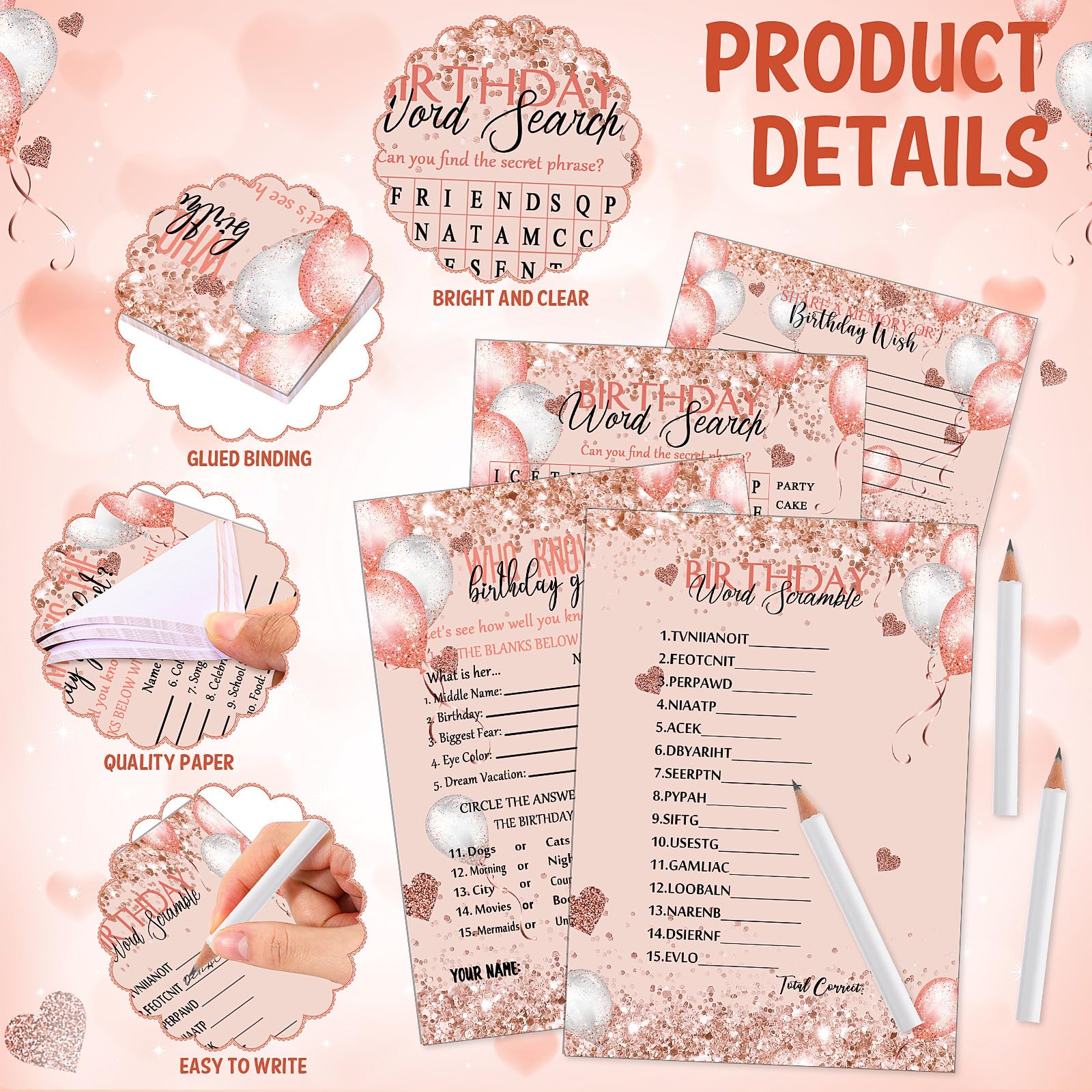 Foto 4 pulgar | 100 Tarjetas De Cumpleaños De Party Games Fumete Con 20 Lápices Para Niñas - Venta Internacional.