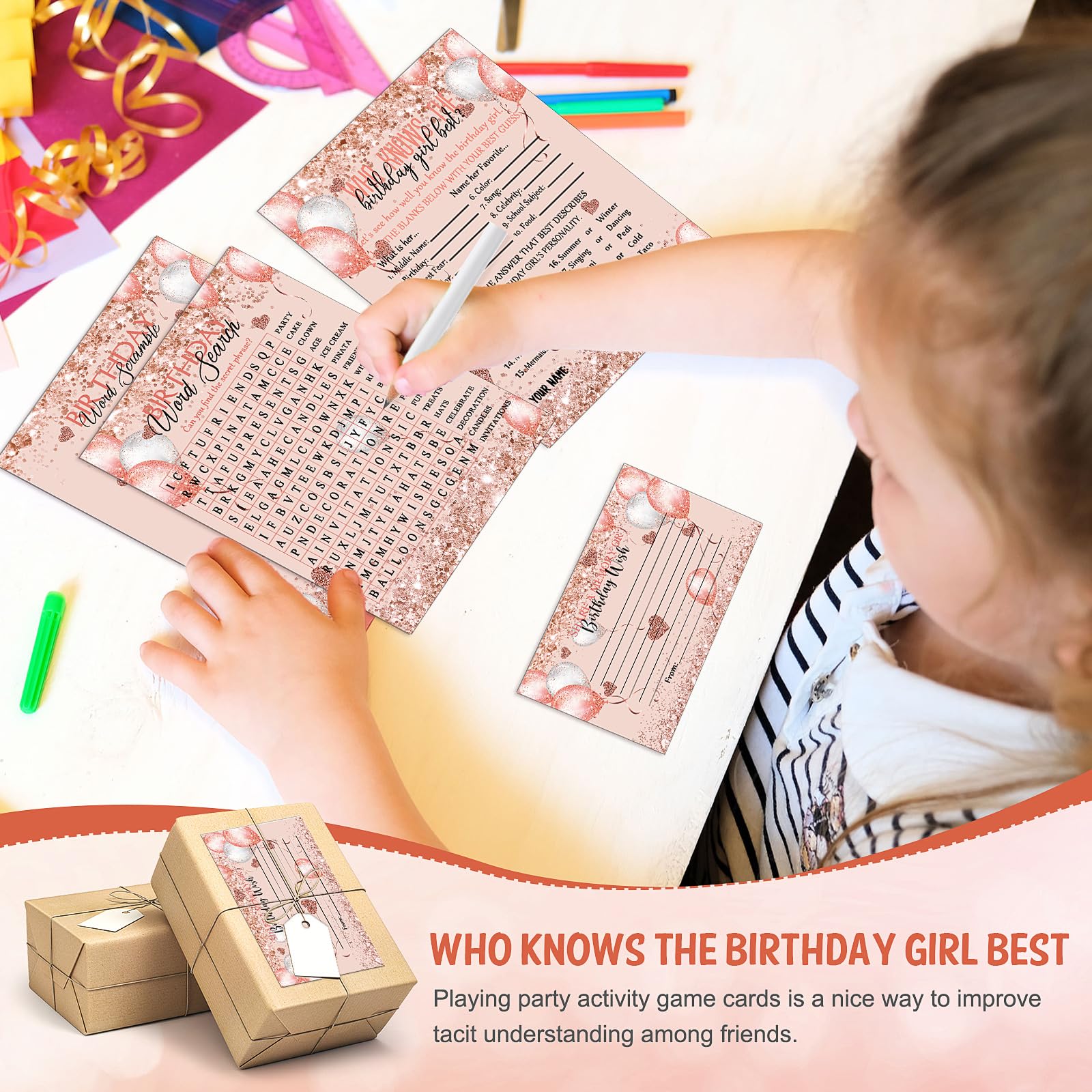 Foto 6 pulgar | 100 Tarjetas De Cumpleaños De Party Games Fumete Con 20 Lápices Para Niñas - Venta Internacional.