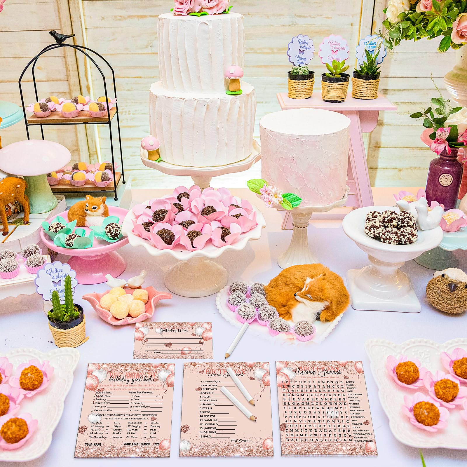 Foto 6 | 100 Tarjetas De Cumpleaños De Party Games Fumete Con 20 Lápices Para Niñas - Venta Internacional.