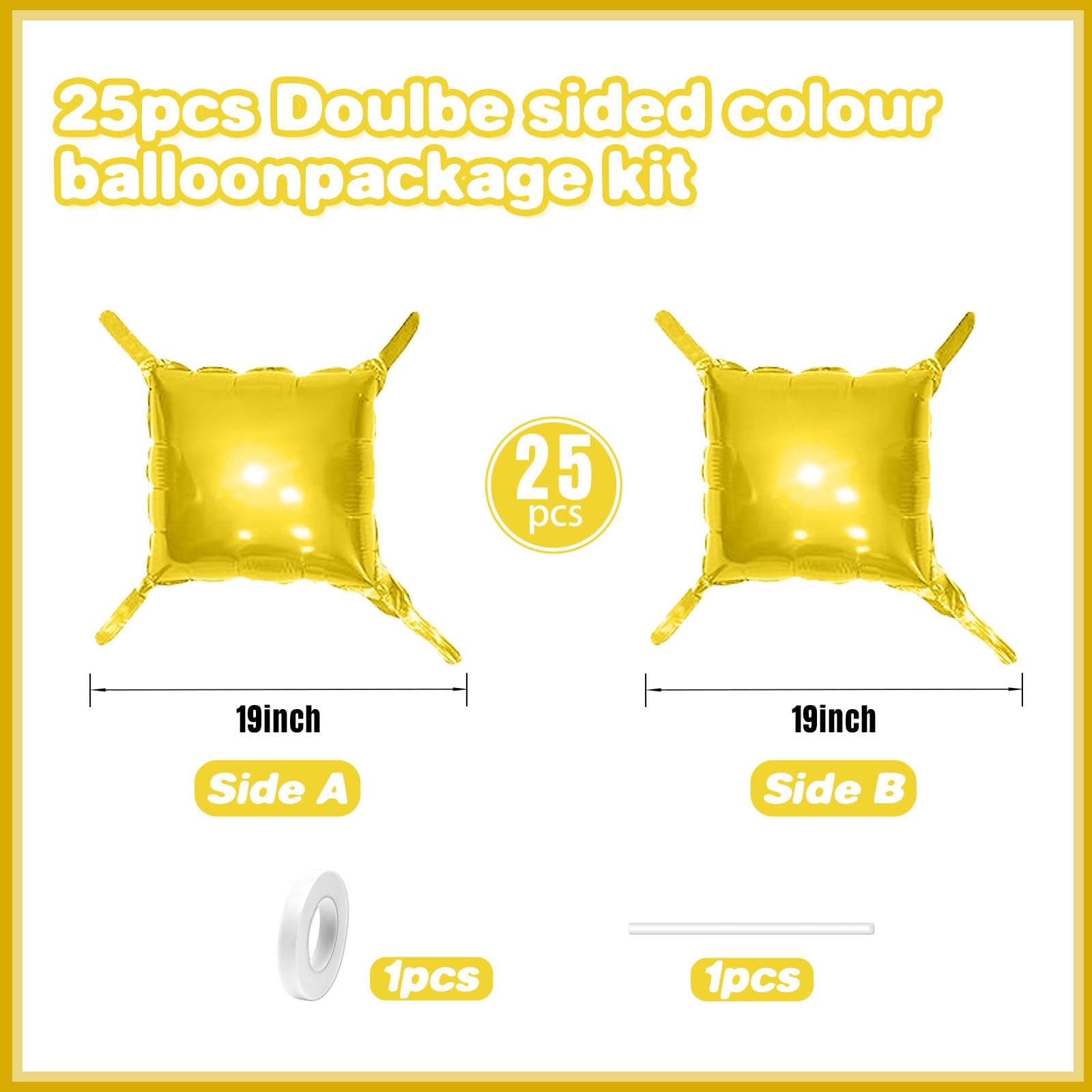 Foto 3 pulgar | Kit De Pared Con Globos Feyg, Lámina Cuadrada Dorada Metalizada, 48 Cm, 25 Unidades - Venta Internacional.