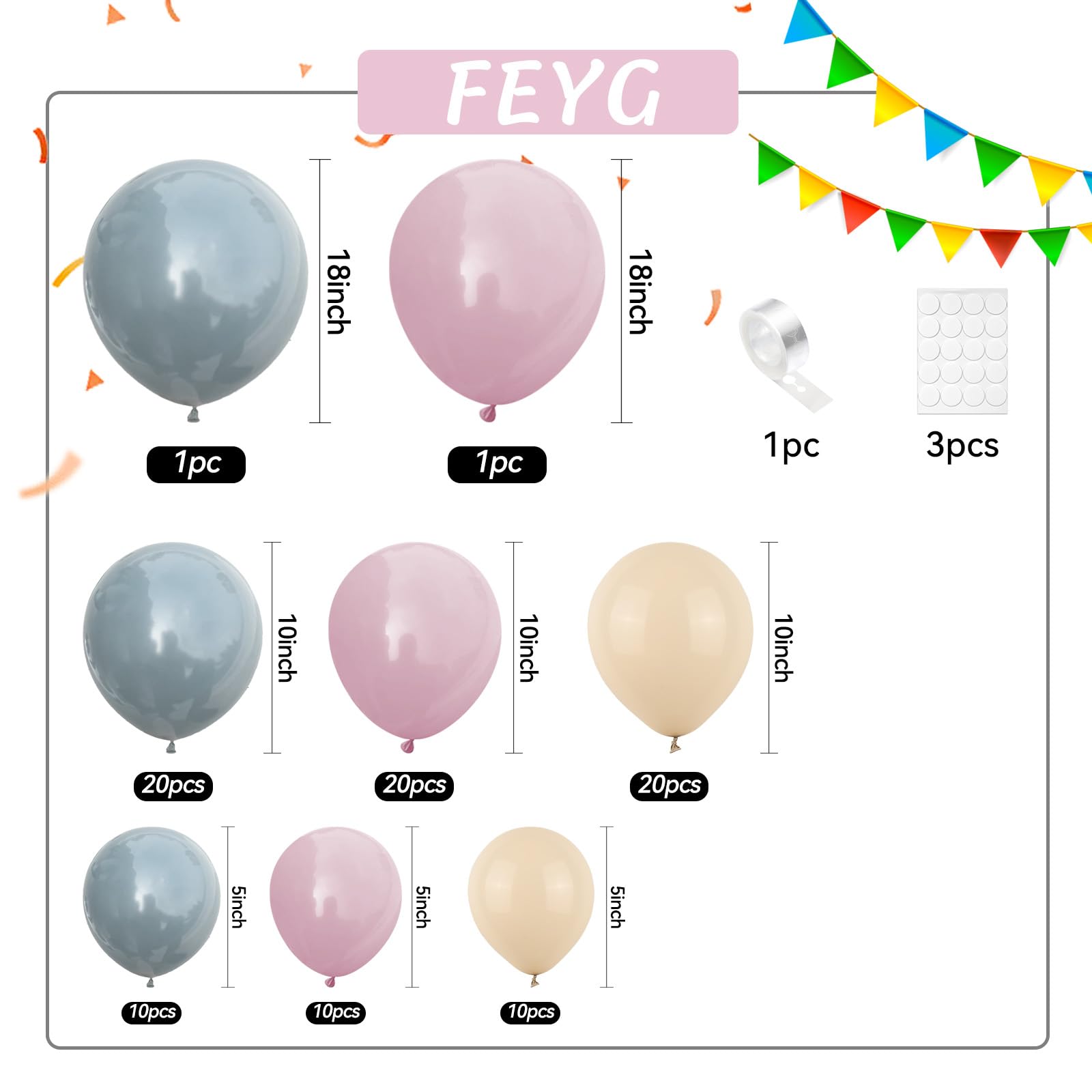 Foto 3 pulgar | Kit Gender Reveal Con Forma De Guirnalda Con Forma De Arco Con Forma De Globo Feyg, Color Rosa Y Azul - Venta Intern