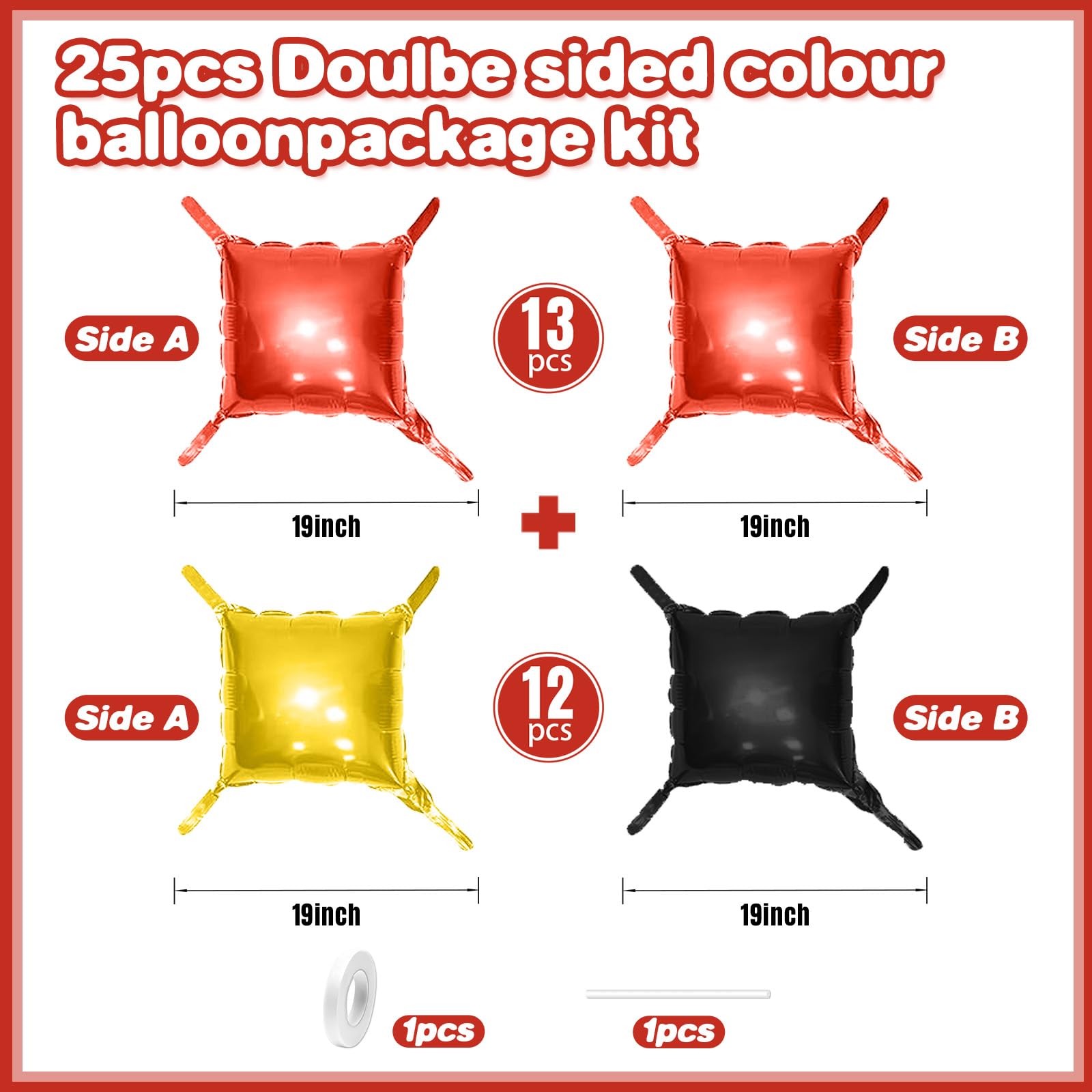 Foto 3 pulgar | Kit De Pared Con Globos Feyg, Rojo, Negro Y Dorado Metalizado, 48 Cm, 25 Unidades - Venta Internacional.