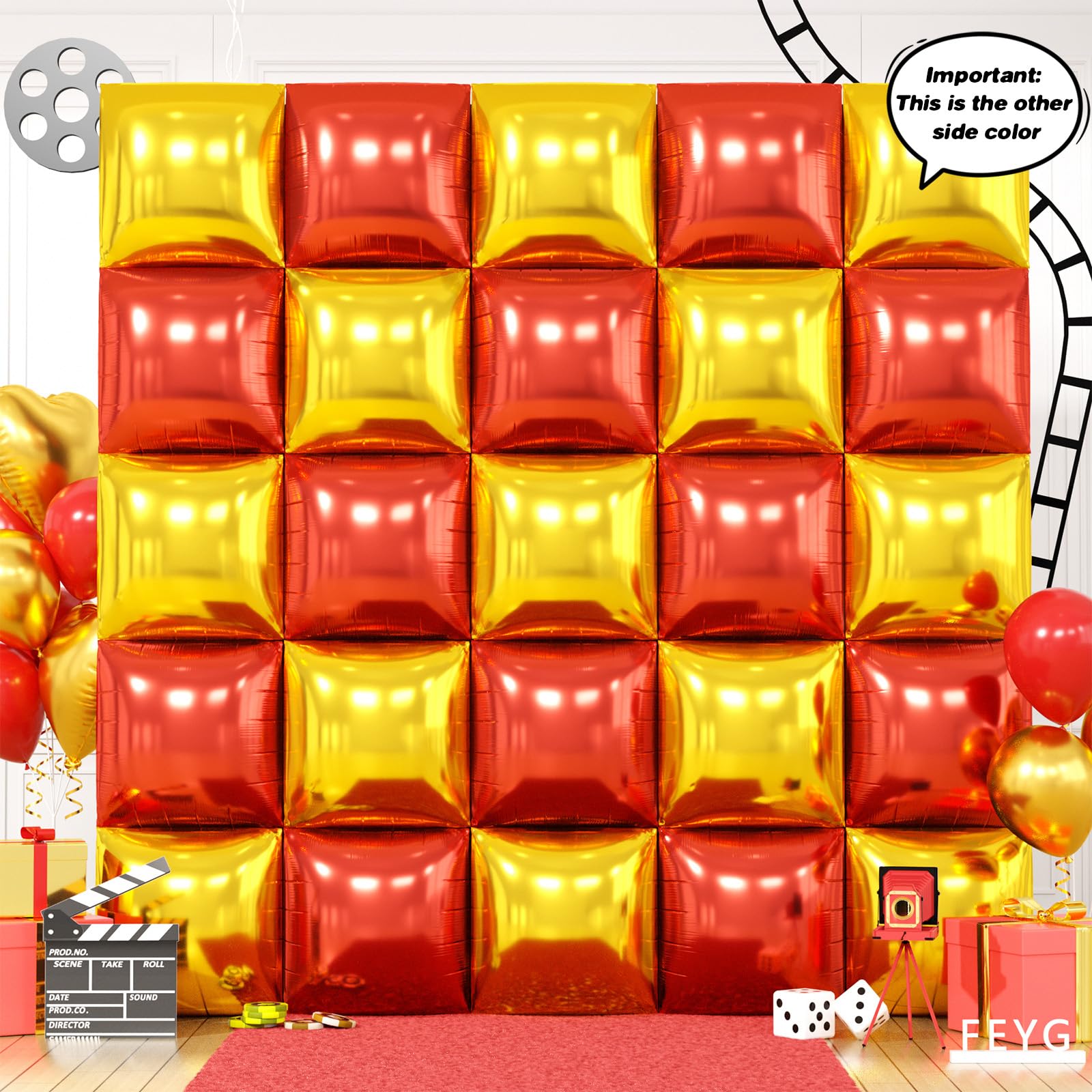 Foto 4 pulgar | Kit De Pared Con Globos Feyg, Rojo, Negro Y Dorado Metalizado, 48 Cm, 25 Unidades - Venta Internacional.