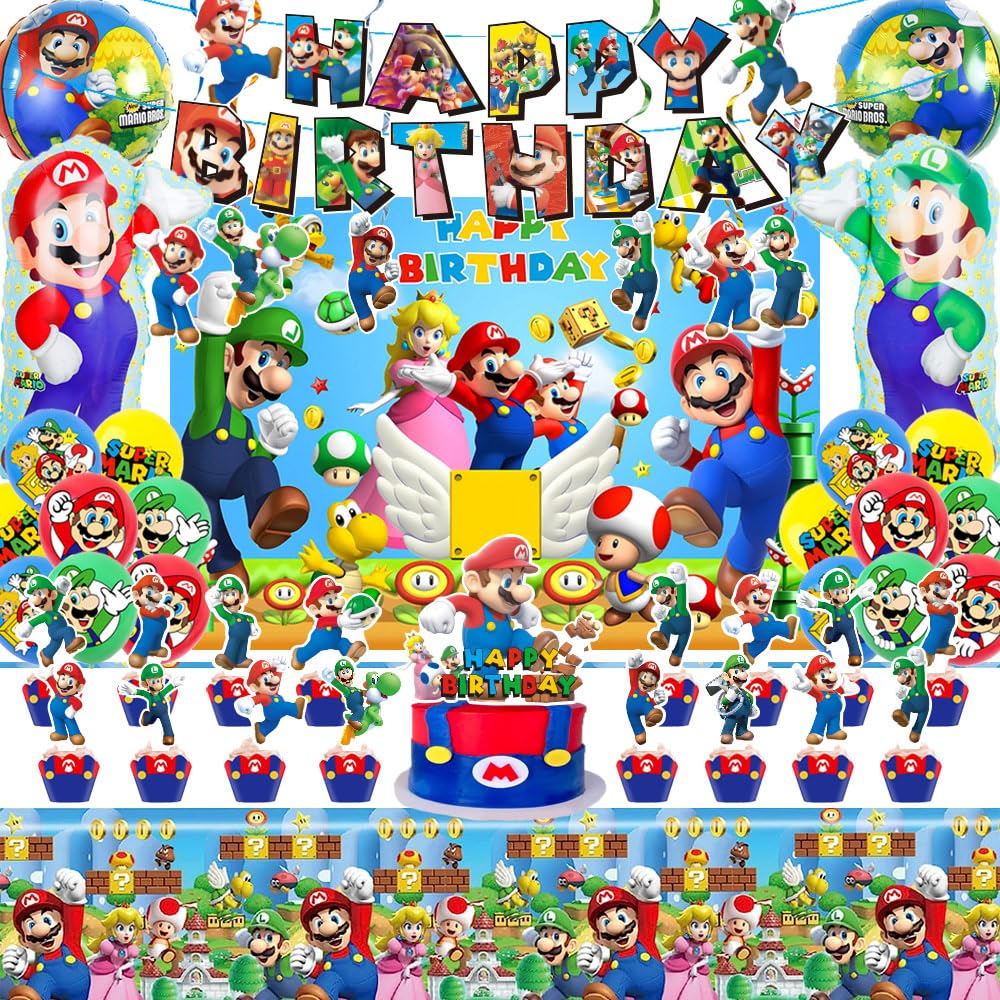 Foto 2 pulgar | Artículos De Fiesta Para Decoración De Cumpleaños De Mario Con Pancarta Y Más - Venta Internacional.