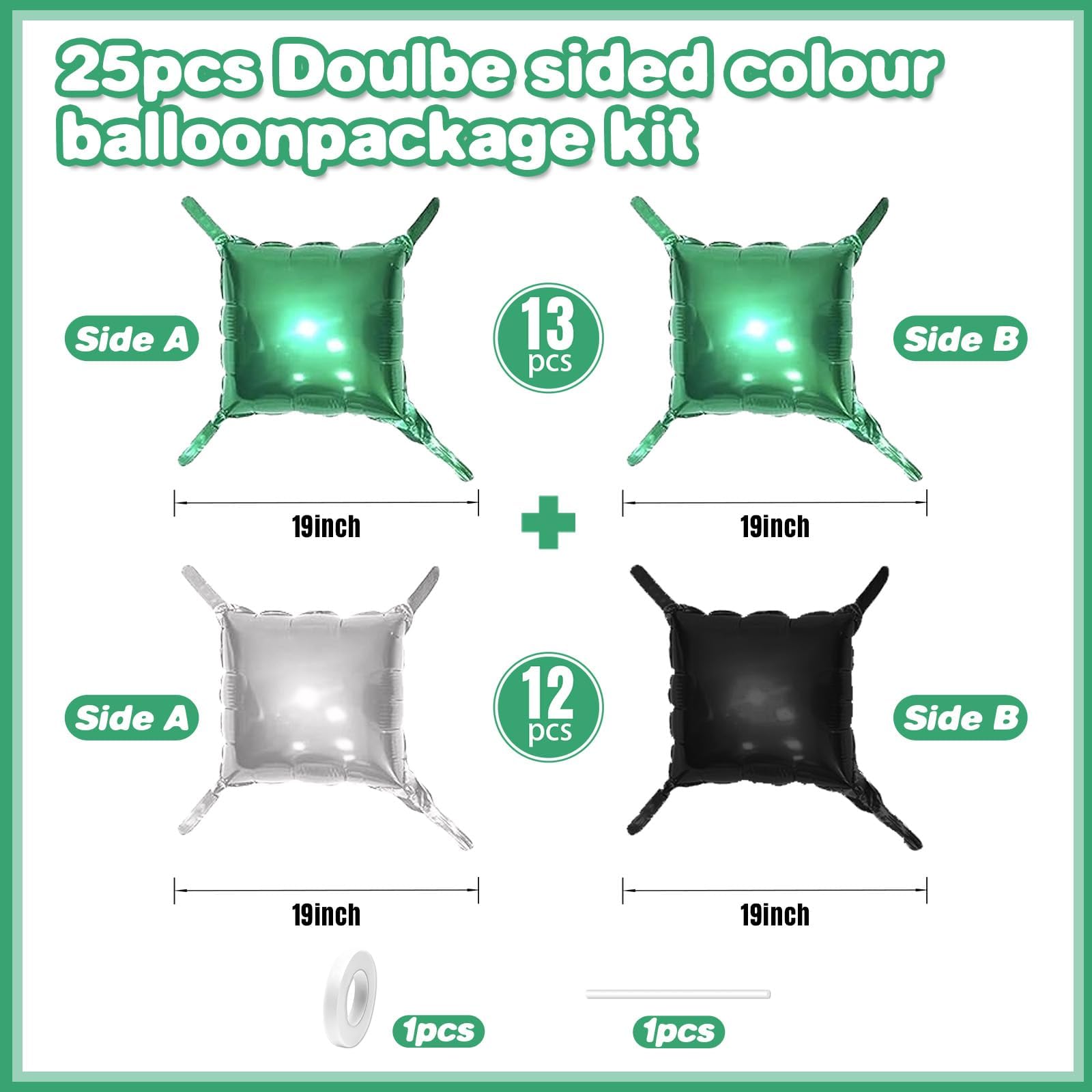 Foto 3 pulgar | Kit De Globos De Pared Feyg, Metálico, Verde, Plateado Y Negro, Fútbol - Venta Internacional.