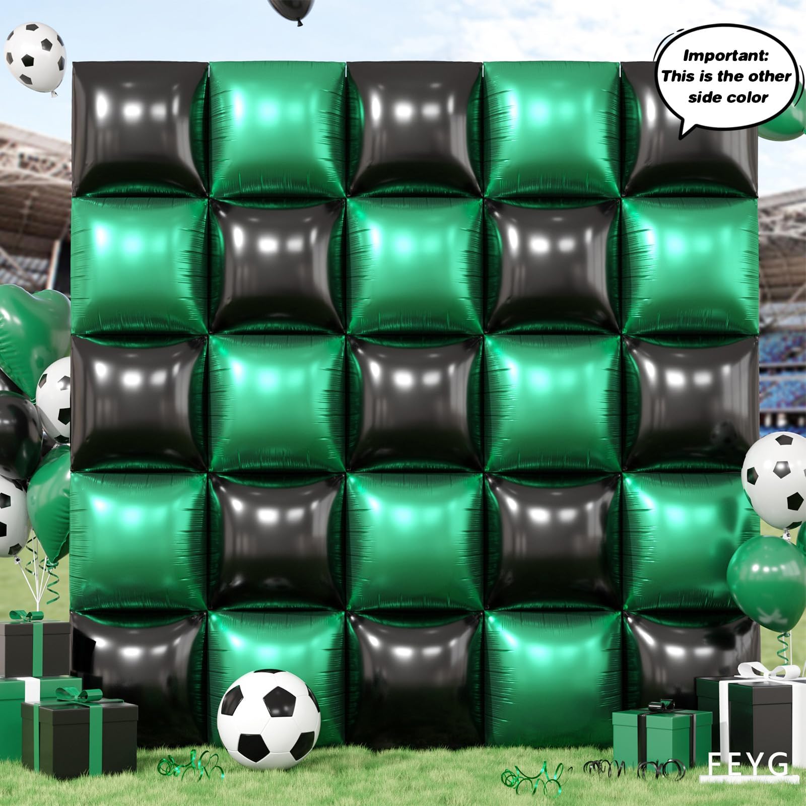 Foto 4 pulgar | Kit De Globos De Pared Feyg, Metálico, Verde, Plateado Y Negro, Fútbol - Venta Internacional.