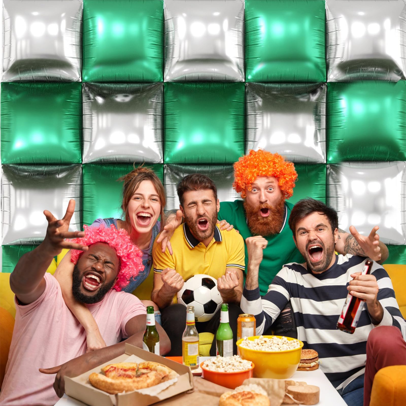 Foto 5 pulgar | Kit De Globos De Pared Feyg, Metálico, Verde, Plateado Y Negro, Fútbol - Venta Internacional.