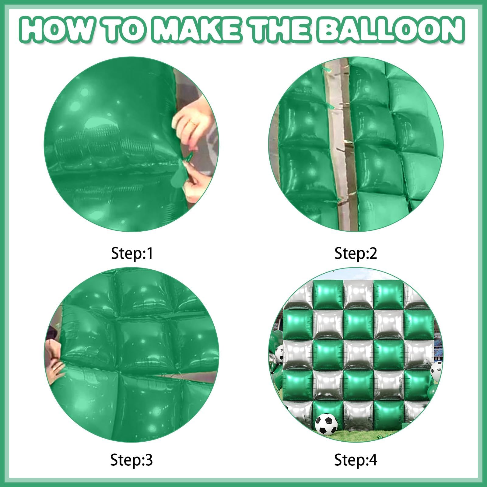 Foto 8 pulgar | Kit De Globos De Pared Feyg, Metálico, Verde, Plateado Y Negro, Fútbol - Venta Internacional.