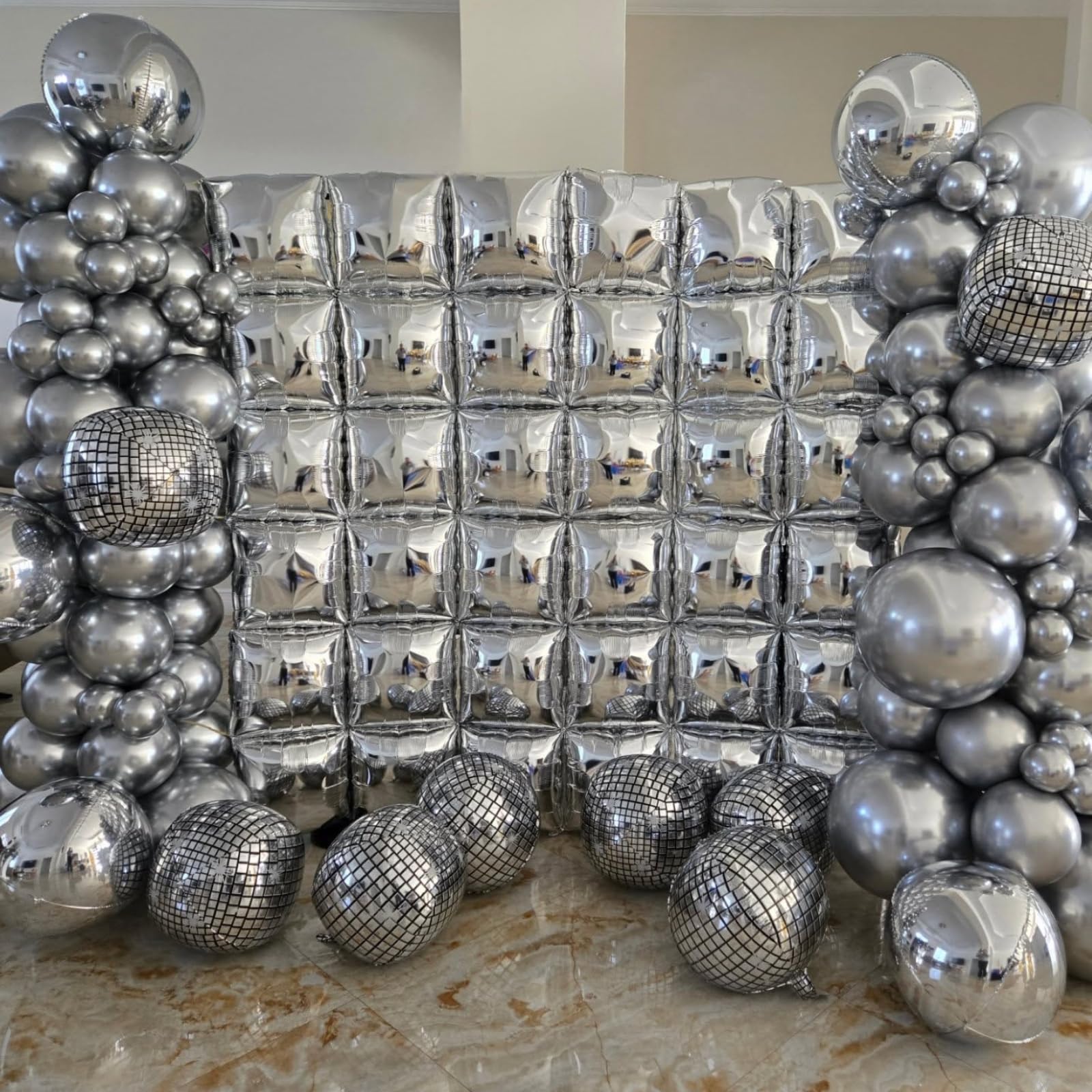 Foto 5 pulgar | Kit De Pared Con Globos Feyg, Plata Metalizada, Doble Cara, 48 Cm - Venta Internacional.