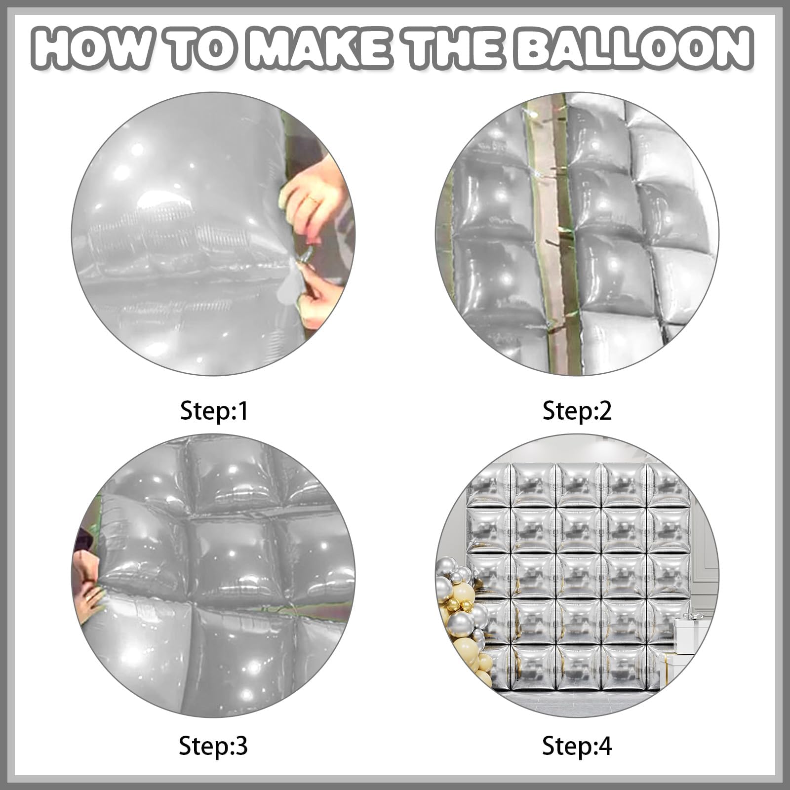 Foto 8 pulgar | Kit De Pared Con Globos Feyg, Plata Metalizada, Doble Cara, 48 Cm - Venta Internacional.