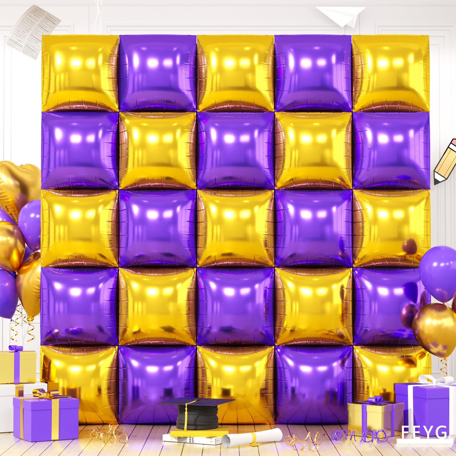 Foto 2 pulgar | Kit De Pared Con Globos Feyg, Morado Metalizado, Dorado Y Plateado, 48 Cm, 25 Unidades - Venta Internacional.