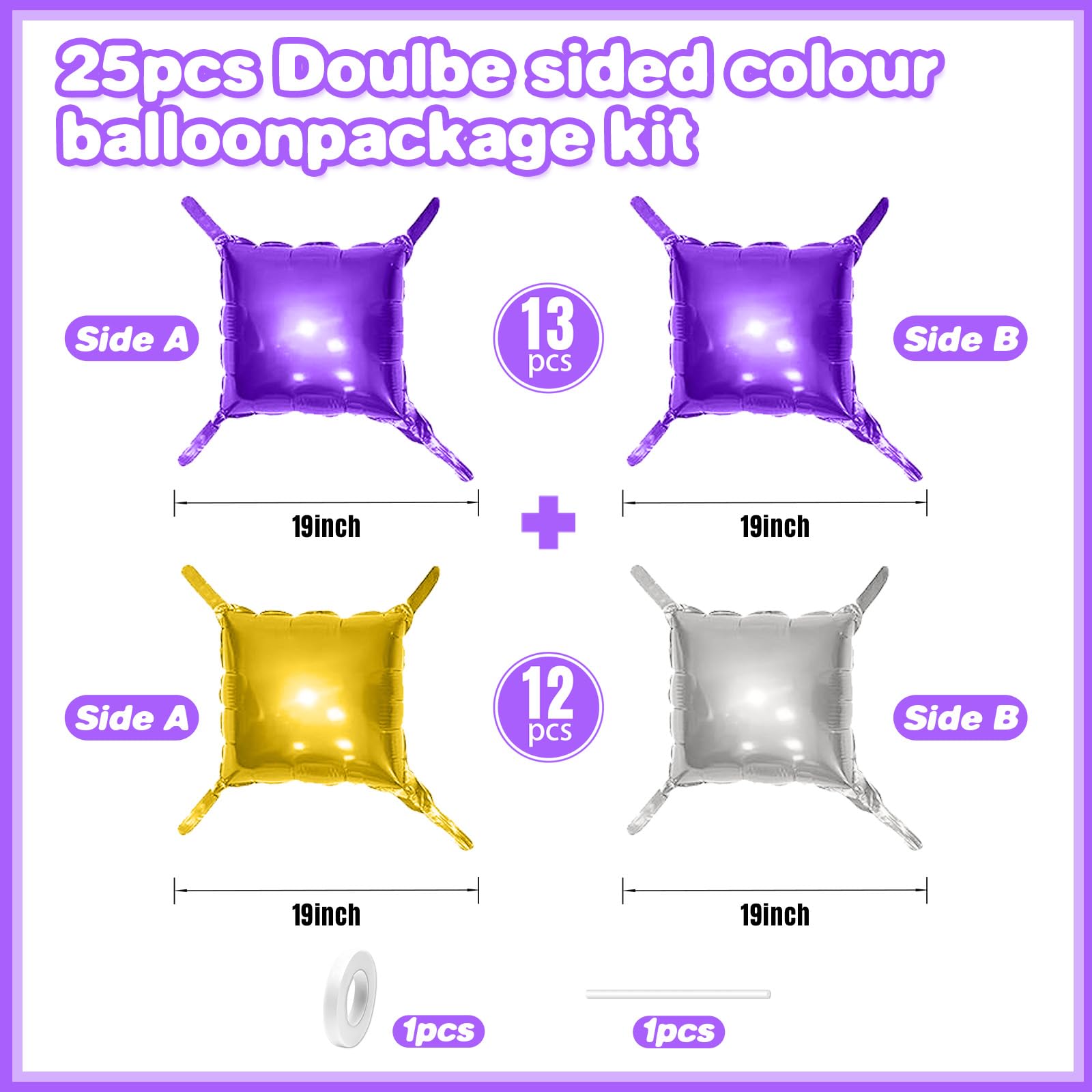 Foto 3 pulgar | Kit De Pared Con Globos Feyg, Morado Metalizado, Dorado Y Plateado, 48 Cm, 25 Unidades - Venta Internacional.