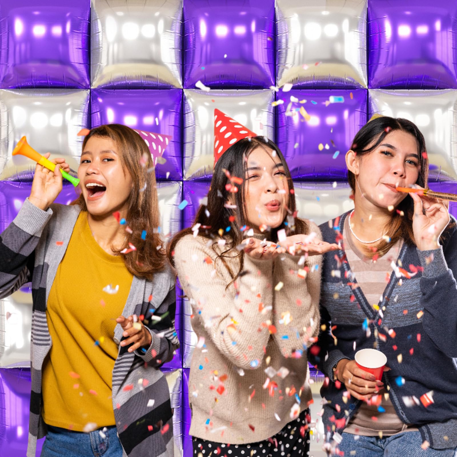 Foto 6 pulgar | Kit De Pared Con Globos Feyg, Morado Metalizado, Dorado Y Plateado, 48 Cm, 25 Unidades - Venta Internacional.