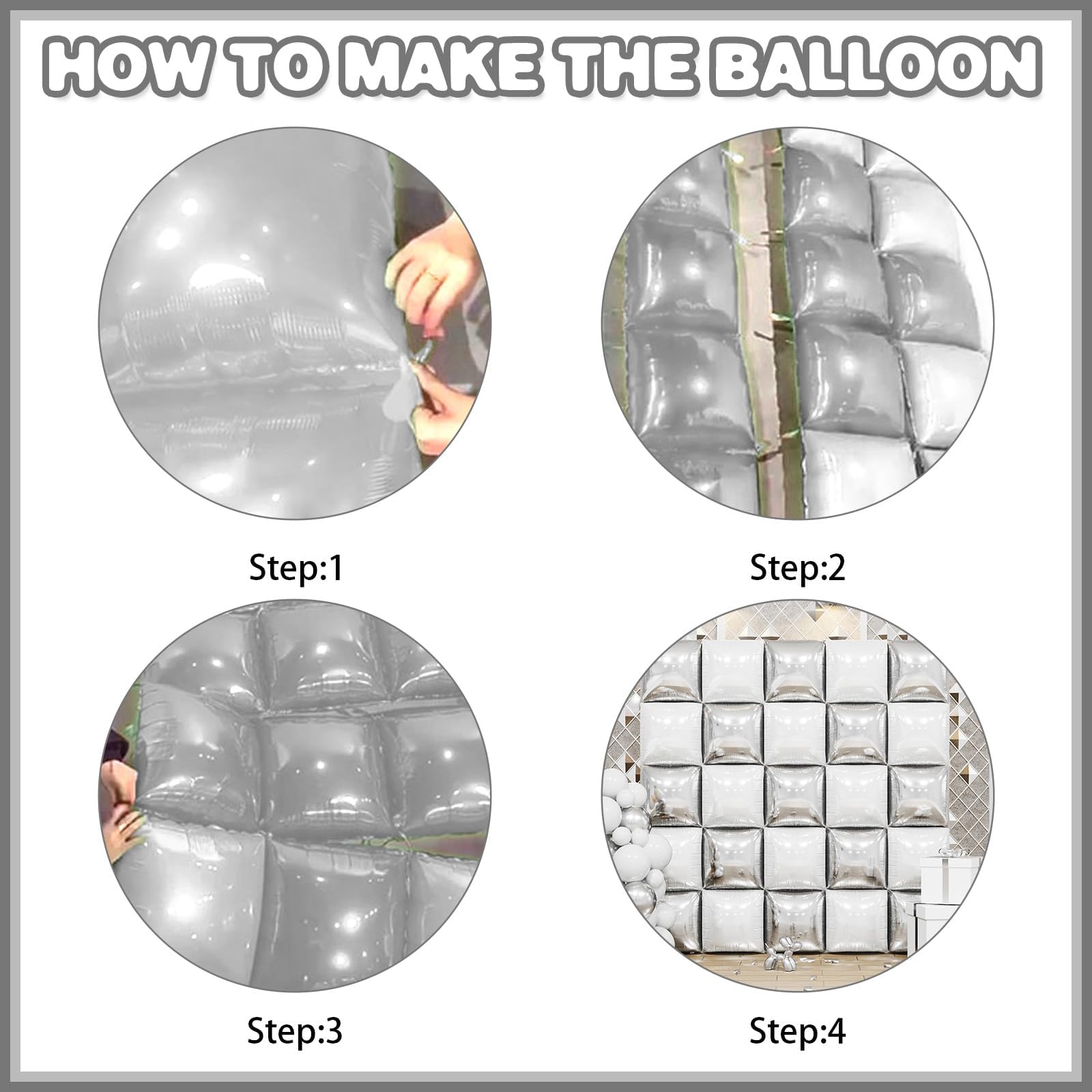 Foto 8 pulgar | Kit De Pared Con Globos Feyg, Blanco Perlado Y Plateado, 48 Cm, Con Cinta - Venta Internacional.