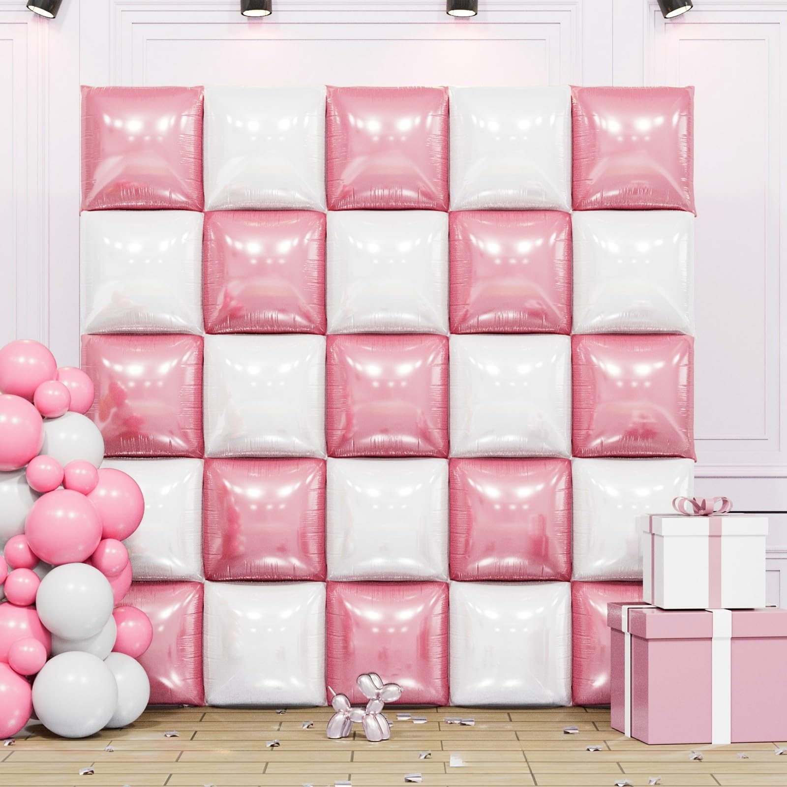 Foto 2 pulgar | Kit De Pared Con Globos Feyg Pearl Pink White, 48 Cm, Lámina Cuadrada, 25 - Venta Internacional.