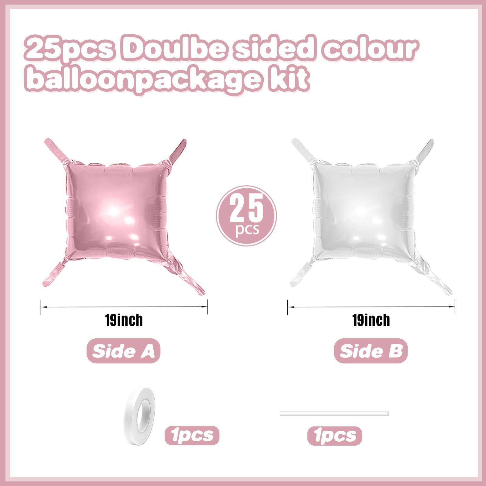 Foto 3 pulgar | Kit De Pared Con Globos Feyg Pearl Pink White, 48 Cm, Lámina Cuadrada, 25 - Venta Internacional.