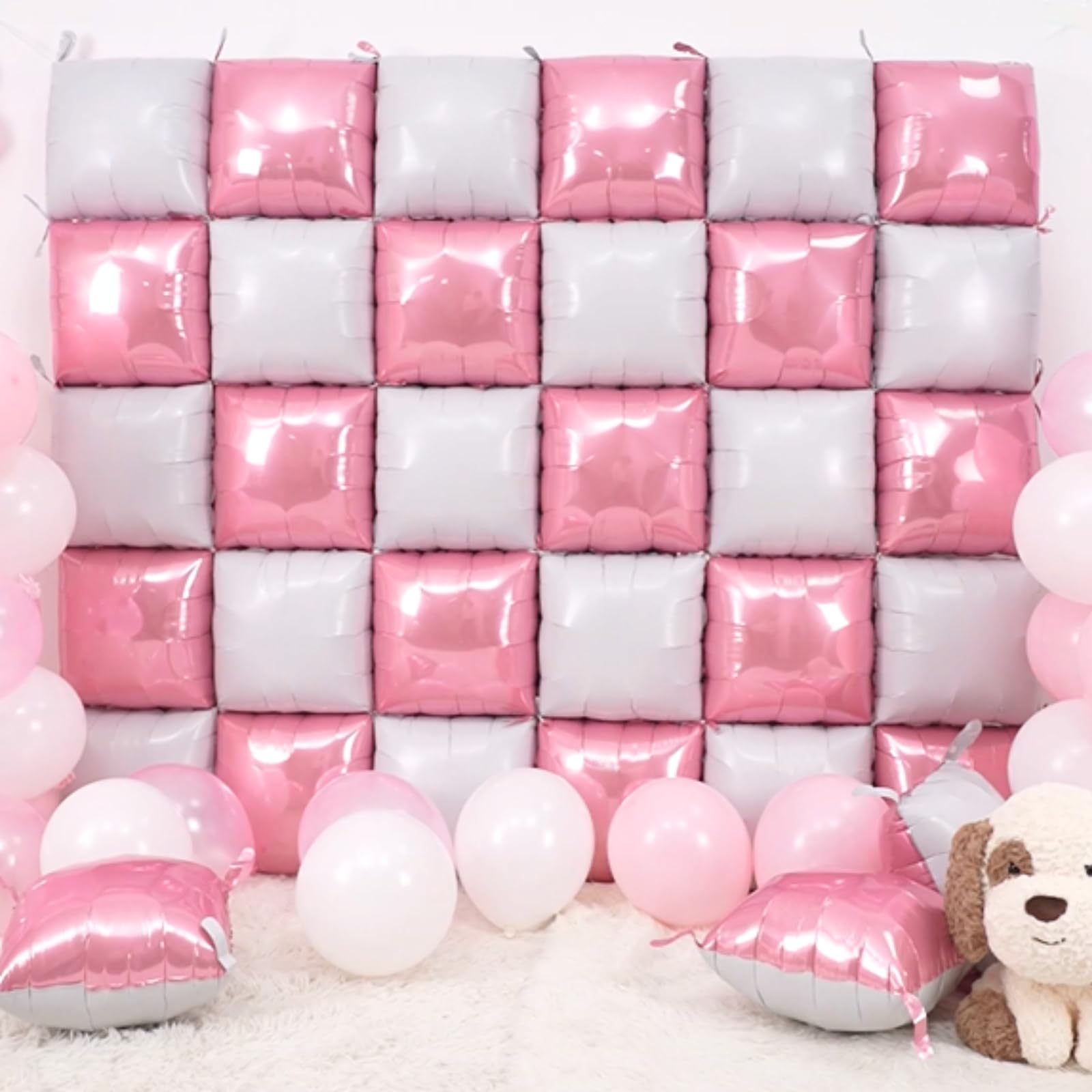 Foto 4 pulgar | Kit De Pared Con Globos Feyg Pearl Pink White, 48 Cm, Lámina Cuadrada, 25 - Venta Internacional.