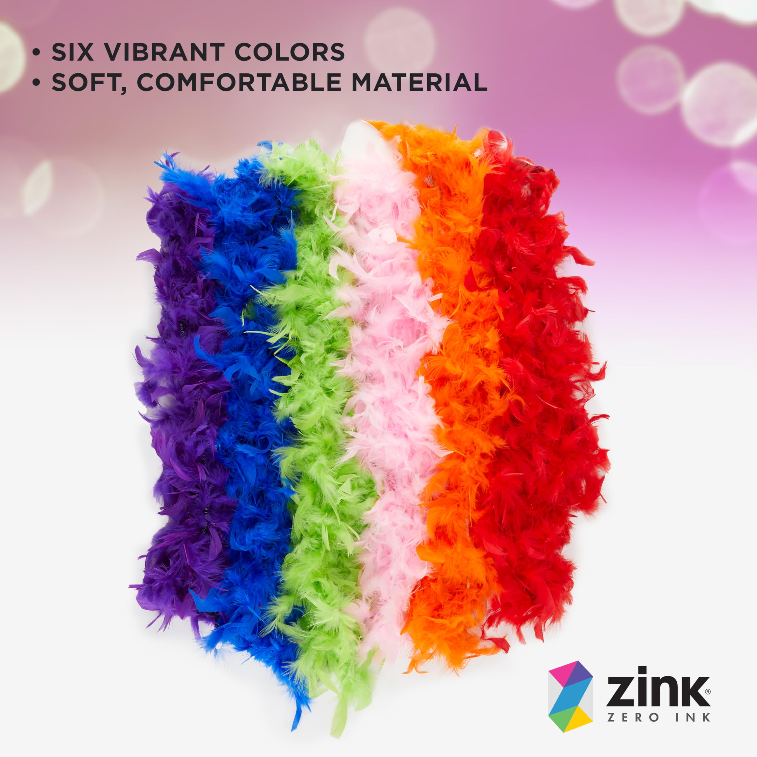 Foto 2 | Tintas De Zinc Feather Boas, 6 Unidades, Coloridas, Para Disfraces Y Regalos De Fiesta - Venta Internacional.