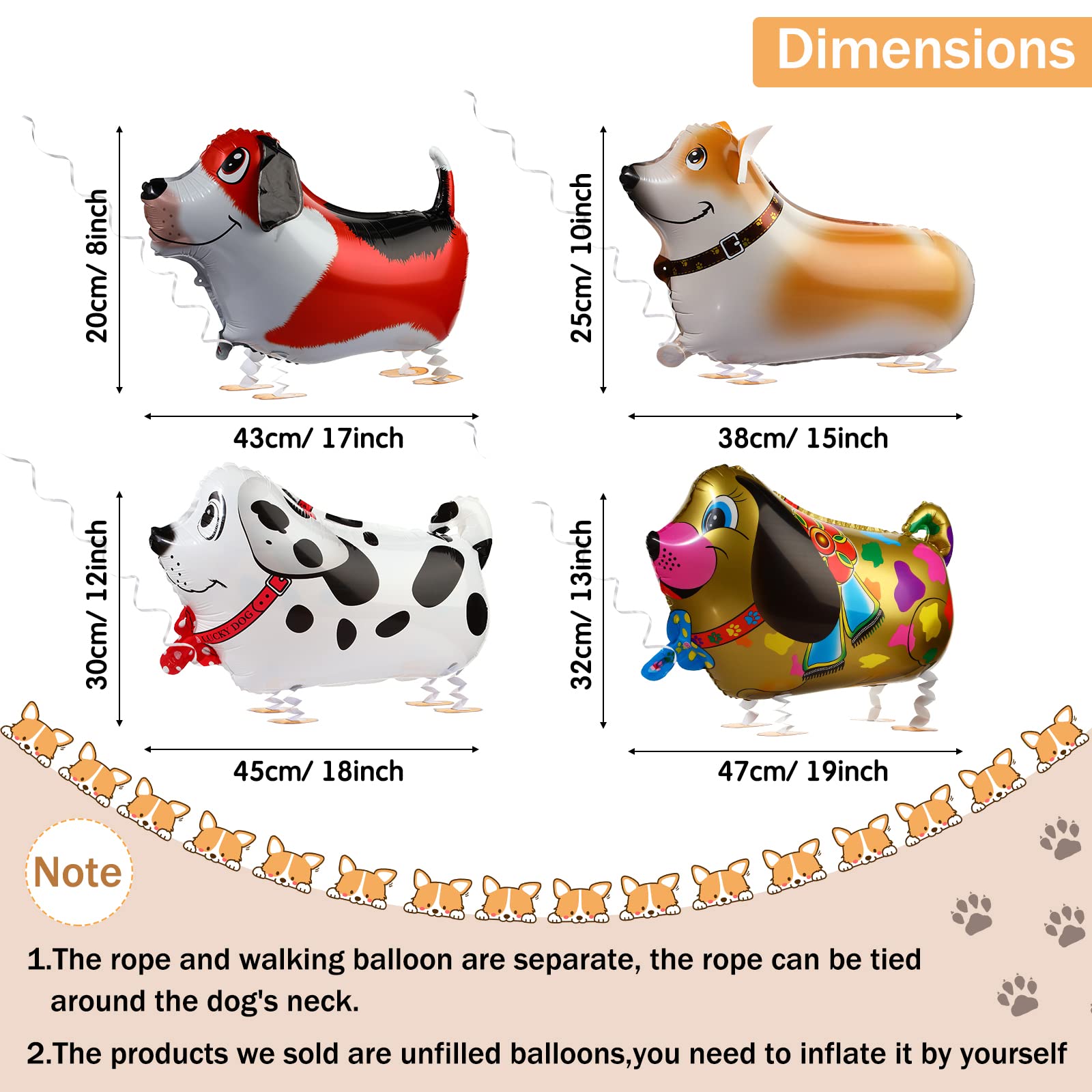 Foto 3 pulgar | Globos Skylety Walking Dog, 20 Unidades, Para Fiesta De Cumpleaños Infantil - Venta Internacional.