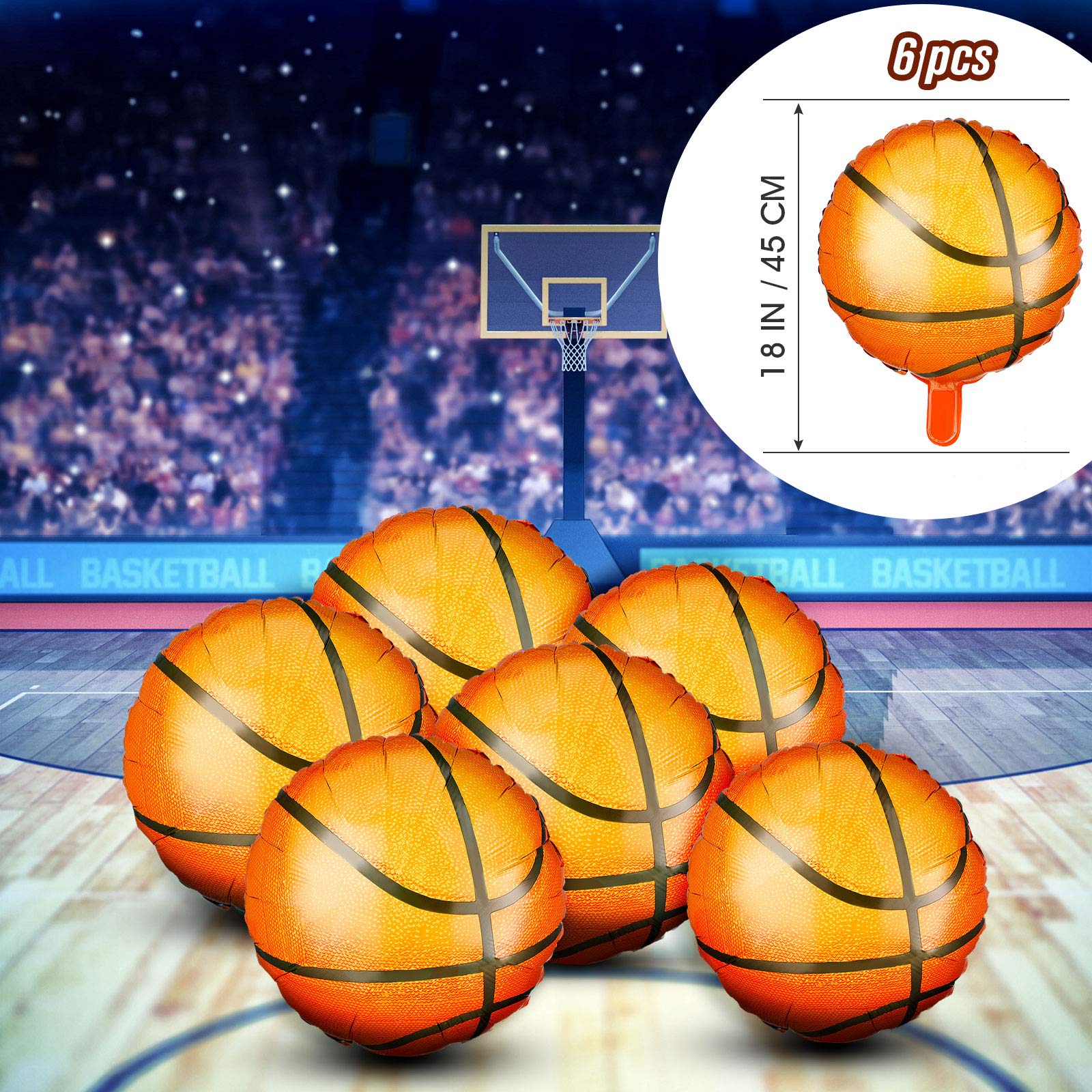Foto 5 pulgar | Juego De Globos De Baloncesto Skylety, 46 Cm, Papel De Aluminio, 6 Unidades - Venta Internacional.