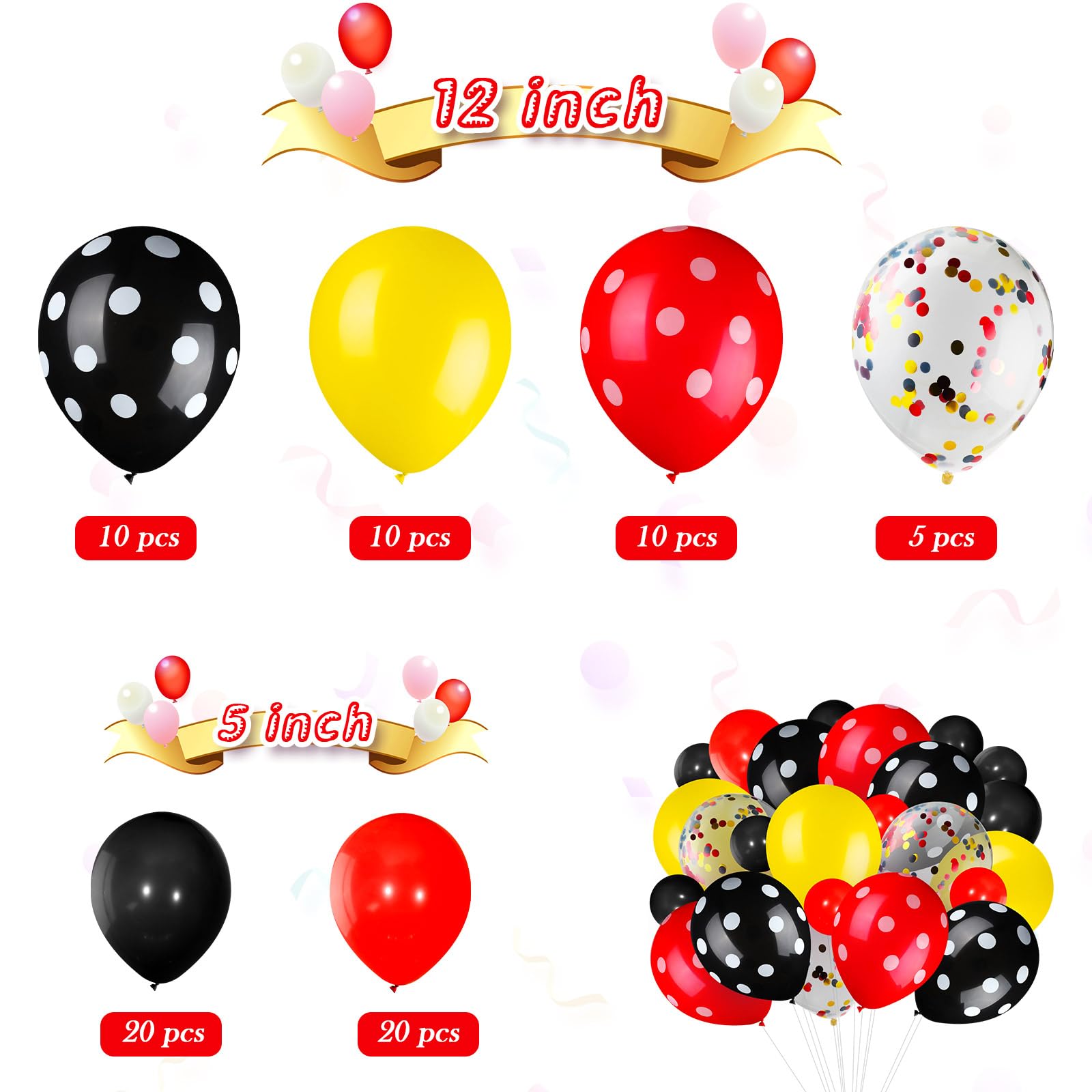 Foto 3 pulgar | Globos De Fiesta Skylety, 75 Piezas, Color Ratón, Con Confeti - Venta Internacional.