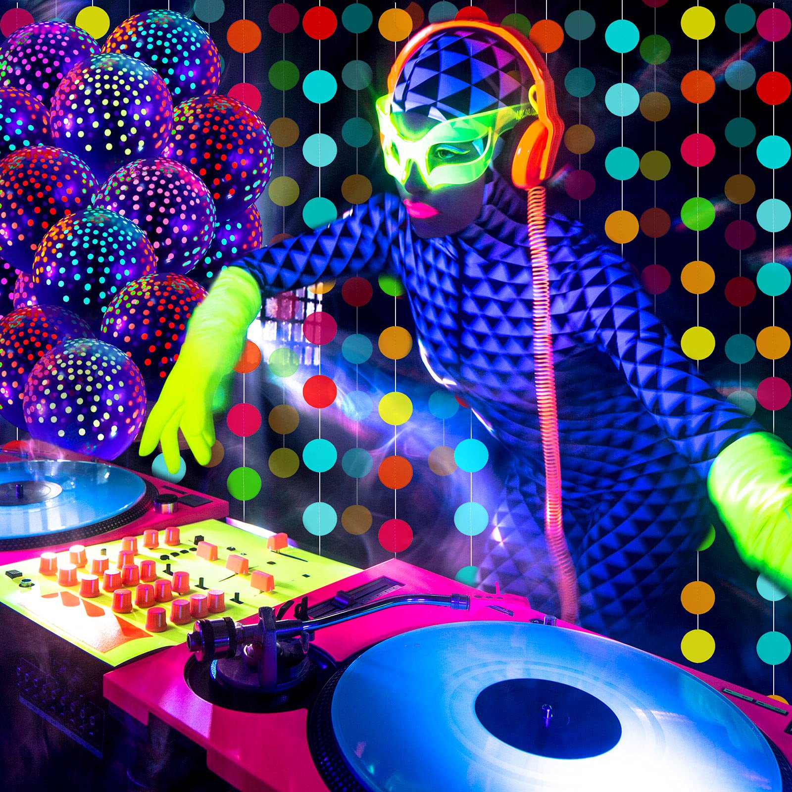 Foto 4 | Artículos De Fiesta Para Skylety Que Brillan En La Oscuridad Con Globos De Neón - Venta Internacional.