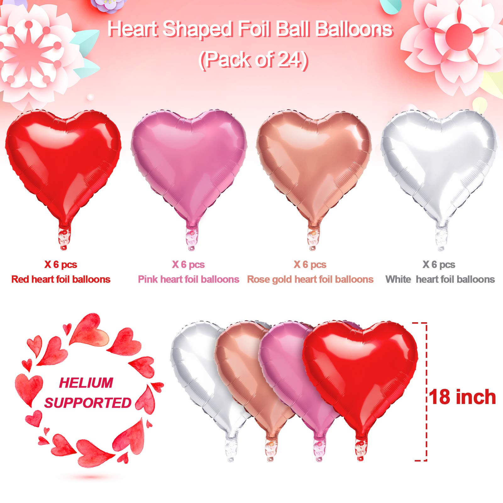 Foto 3 pulgar | Lámina Con Forma De Corazón Para El Día De San Valentín De Balloons Skylety, 18 Pulgadas, 24 Unidades - Venta In