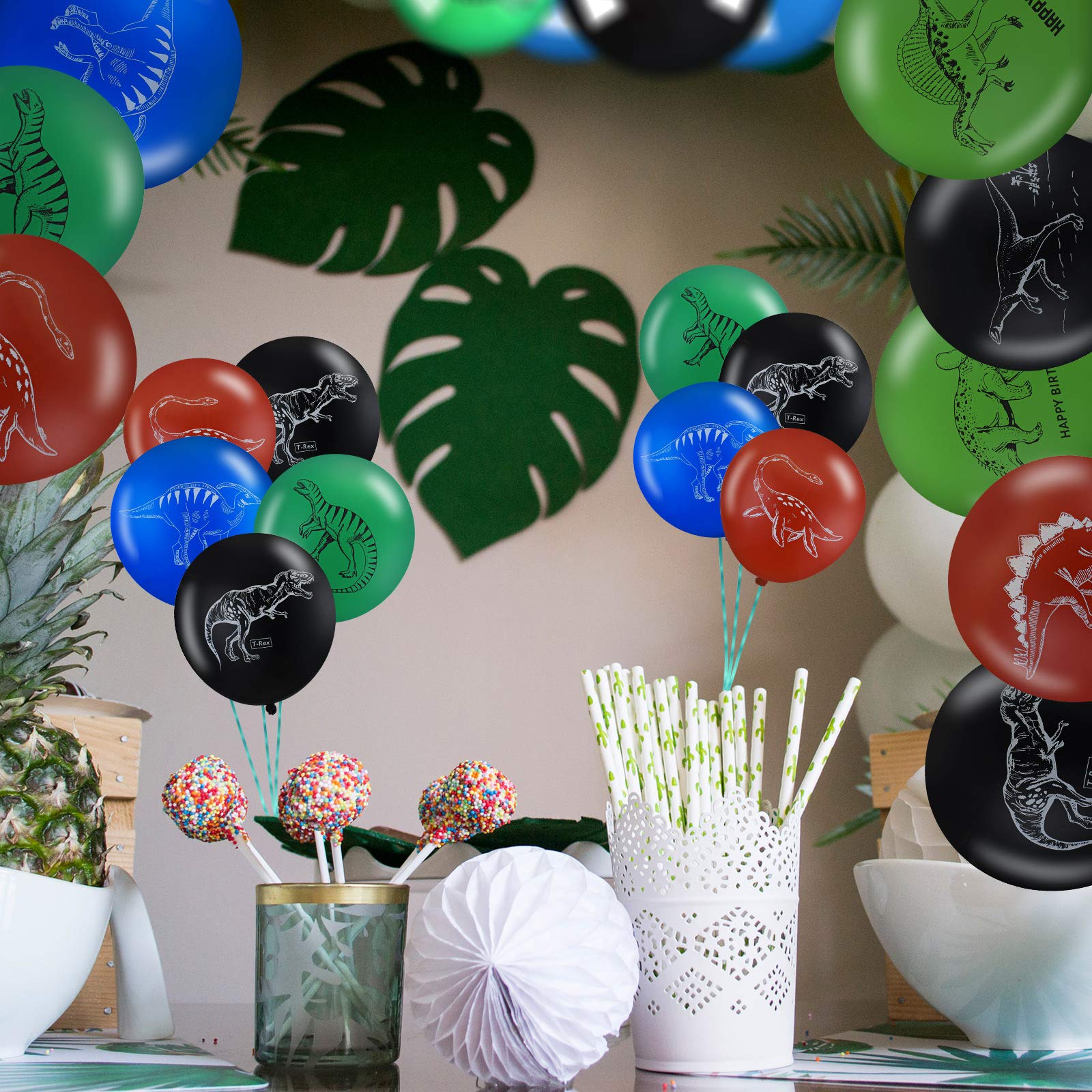 Foto 6 pulgar | Globos Skylety De Látex Con Diseño De Dinosaurio, 40 Unidades, Con Cinta Verde - Venta Internacional.