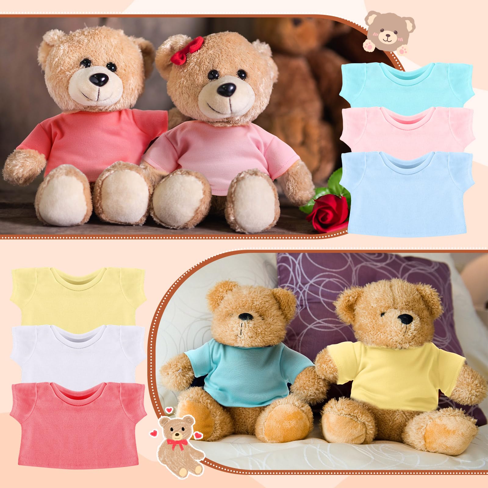 Foto 5 pulgar | Camiseta Skylety Bear De Clothes Para Oso De Peluche De 35 A 45 Cm, 6 Unidades - Venta Internacional.