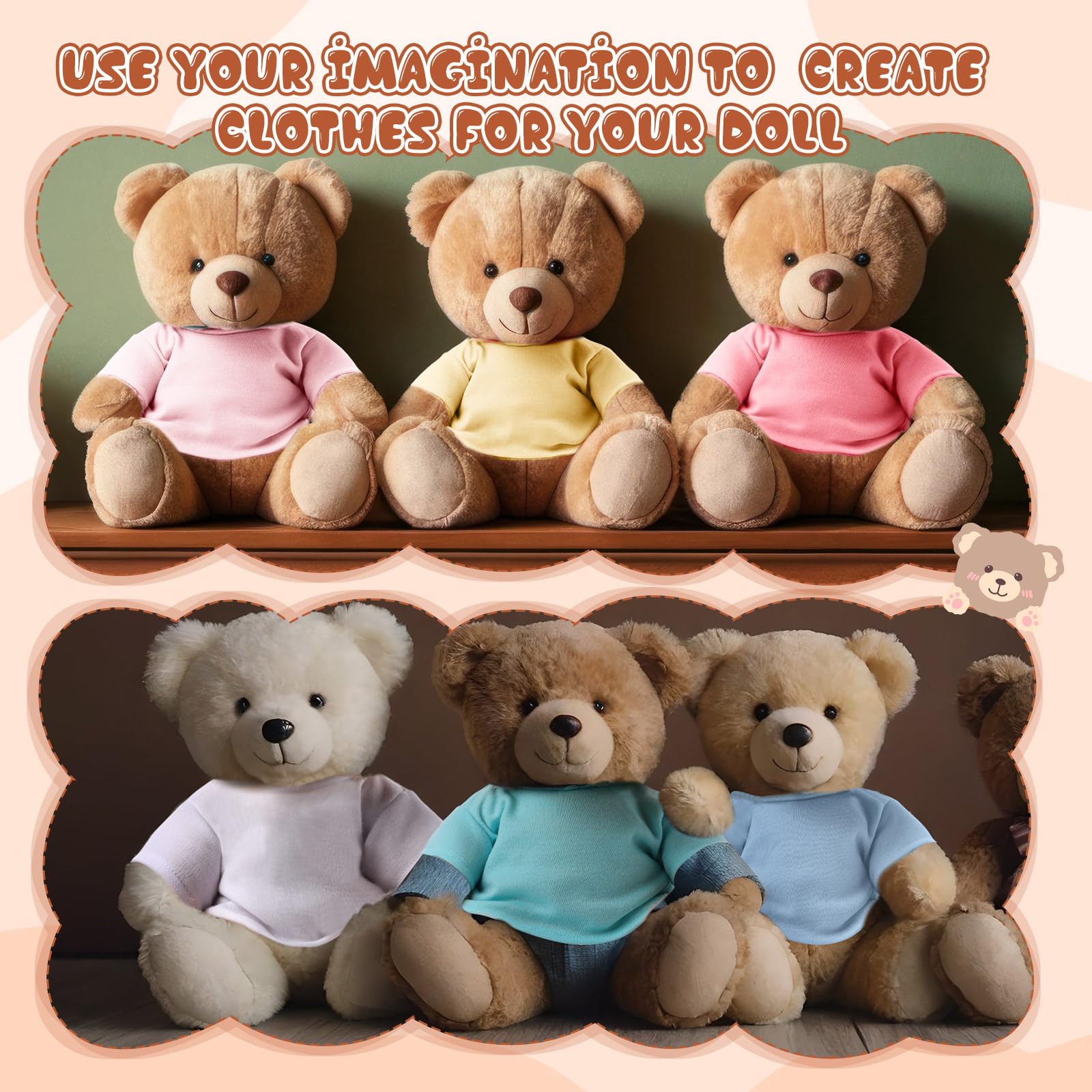 Foto 6 pulgar | Camiseta Skylety Bear De Clothes Para Oso De Peluche De 35 A 45 Cm, 6 Unidades - Venta Internacional.