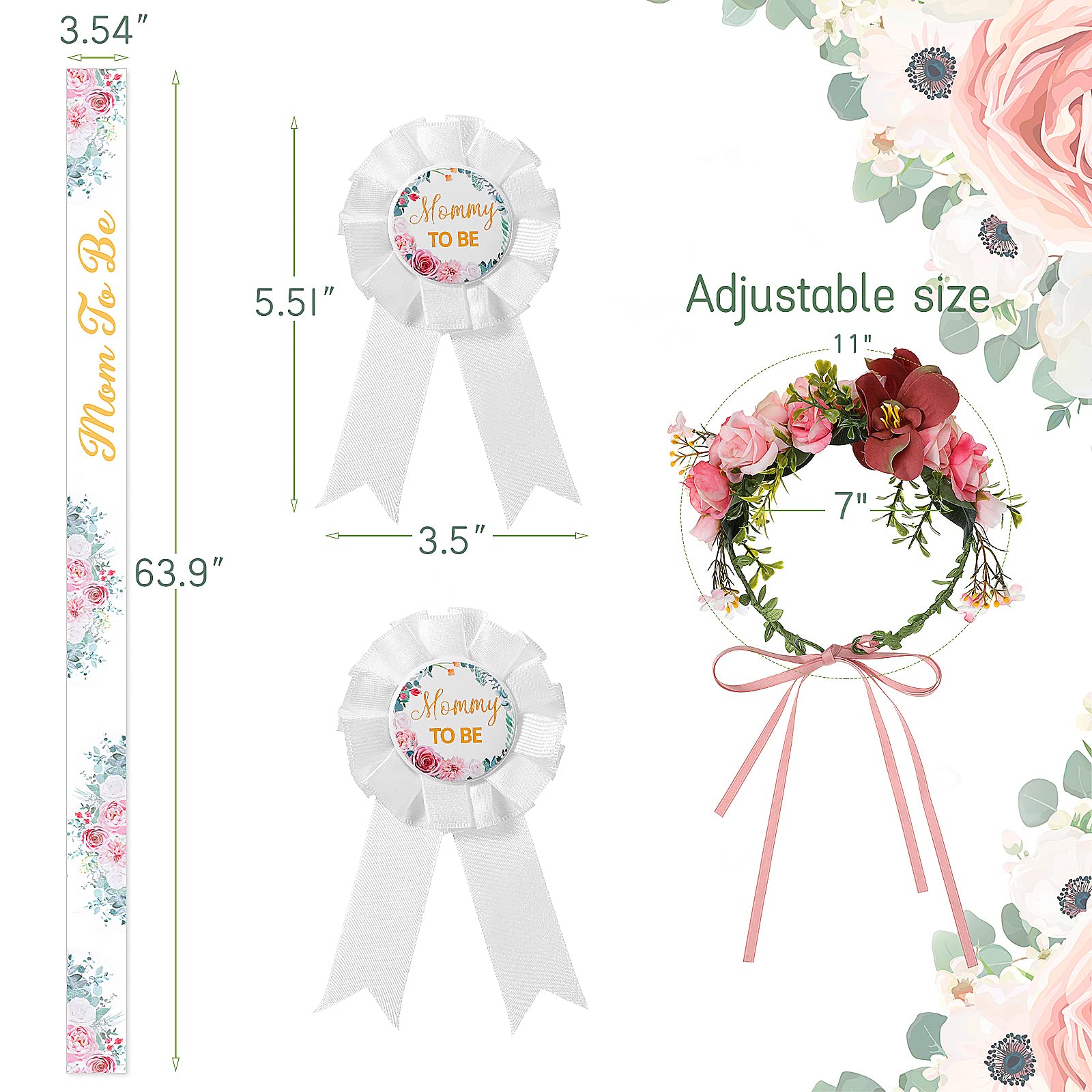 Foto 2 | Kit de Guirnalda para Baby Shower Corona de Flores para Mamá - Venta Internacional
