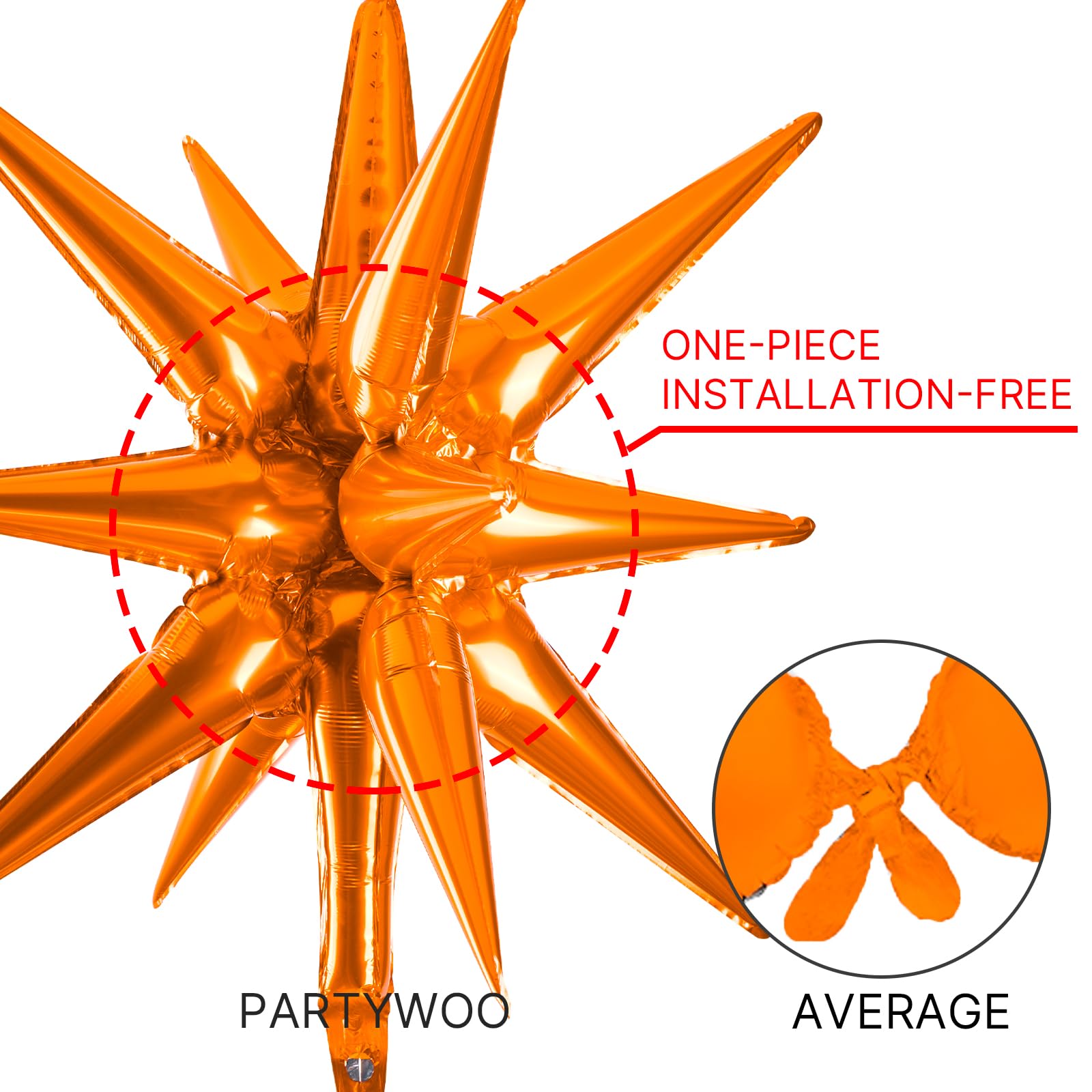 Foto 5 pulgar | Globos Con Forma De Estrella Partywoo, Color Naranja, 10 Unidades, Diferentes Tamaños - Venta Internacional.