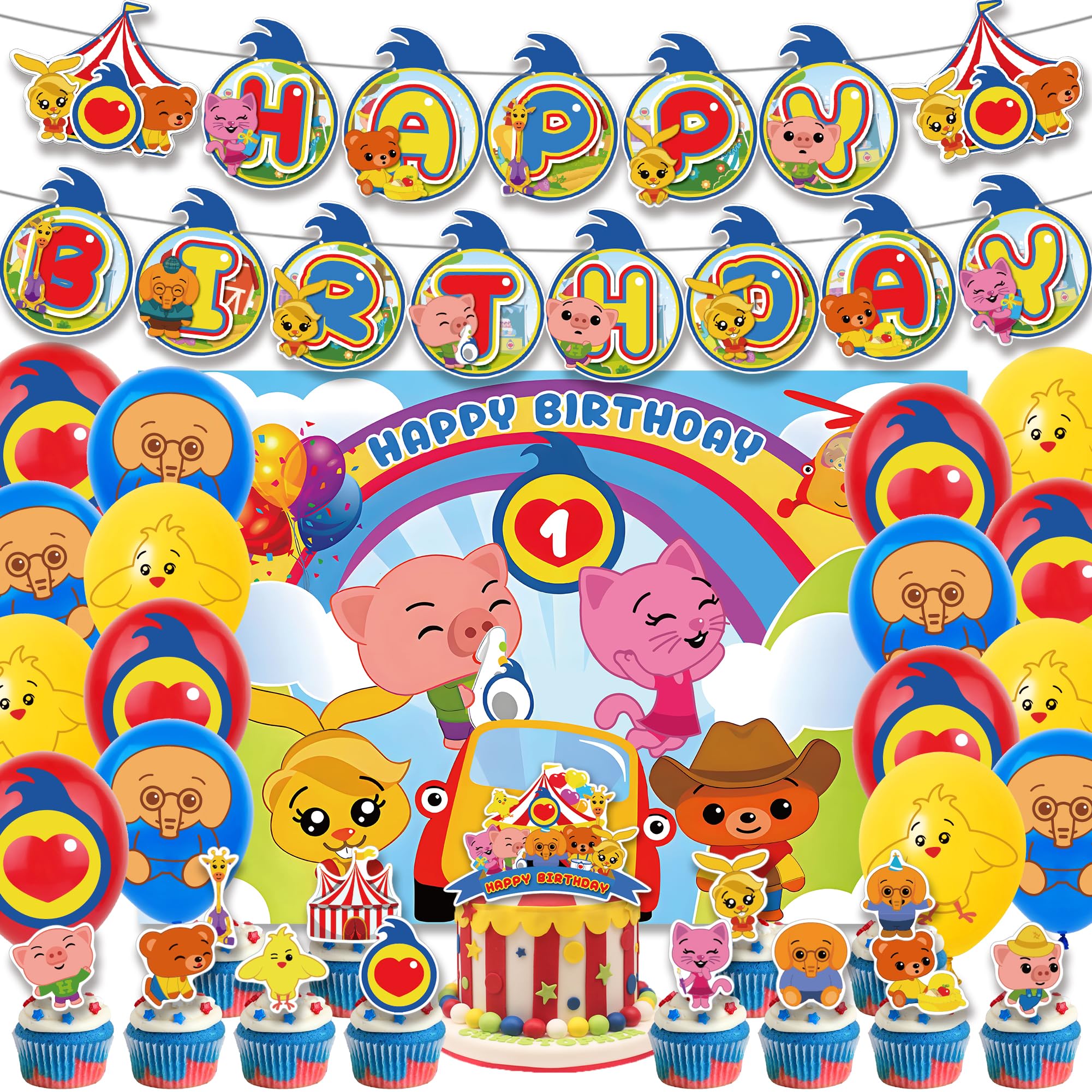 Foto 2 pulgar | Set De Decoración De Fiesta De Cumpleaños Con Dibujos Animados De Plim Plim Con Pancarta - Venta Internacional.