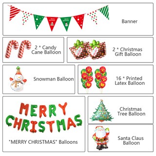 Foto 3 | Juego De Globos Navideños Alnio, 25 Unidades, Con Pancartas De Feliz Navidad - Venta Internacional.