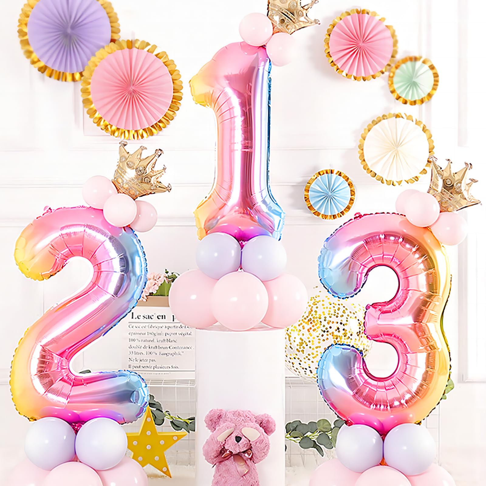 Foto 5 | Fiesta De Cumpleaños De Balloon Beeyaky Giant Rainbow, Número 3, 100 Cm - Venta Internacional.