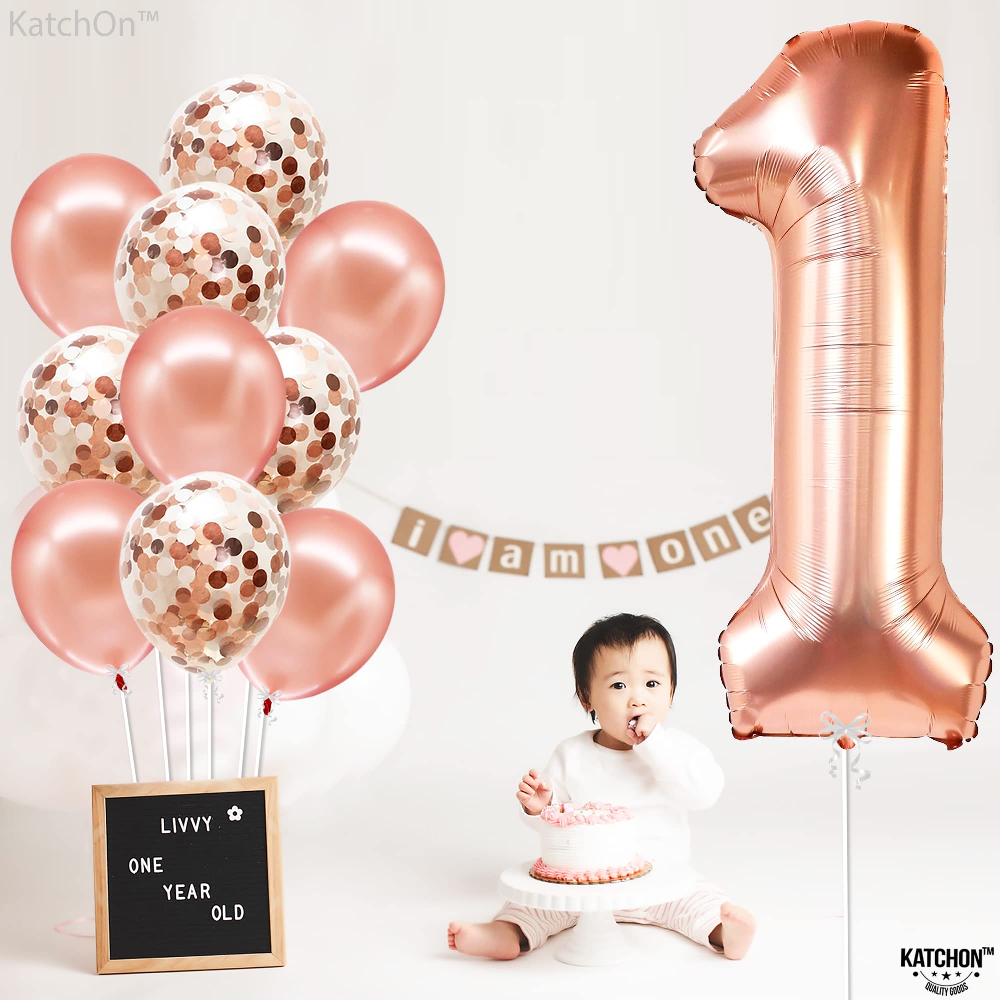 Foto 6 | Set De Globos Katchon Giant En Oro Rosa Número 1 De 40 Pulgadas - Venta Internacional.