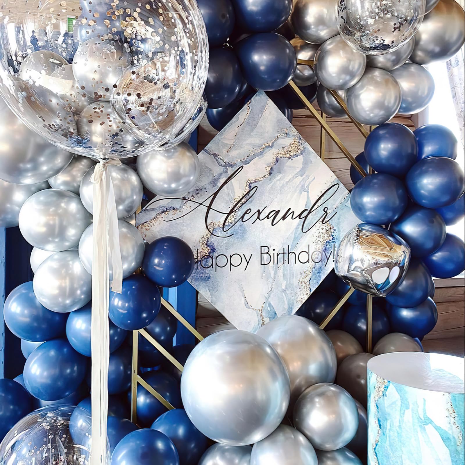 Foto 5 | Balloon Partywoo, 140 Unidades, 45, 30, 25, 13 Cm, Color Azul Marino, Perla - Venta Internacional.