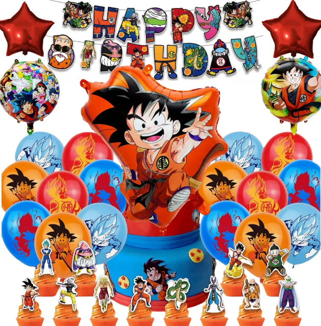 Foto 2 pulgar | Kit Xtellar 36 Globos Para Dragon Ball Goku Anime Decoraciones