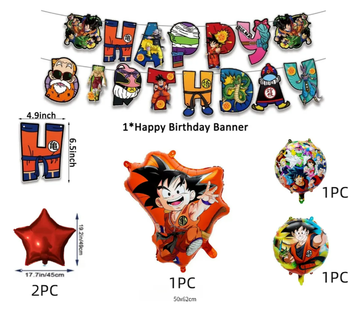 Foto 3 pulgar | Kit Xtellar 36 Globos Para Dragon Ball Goku Anime Decoraciones